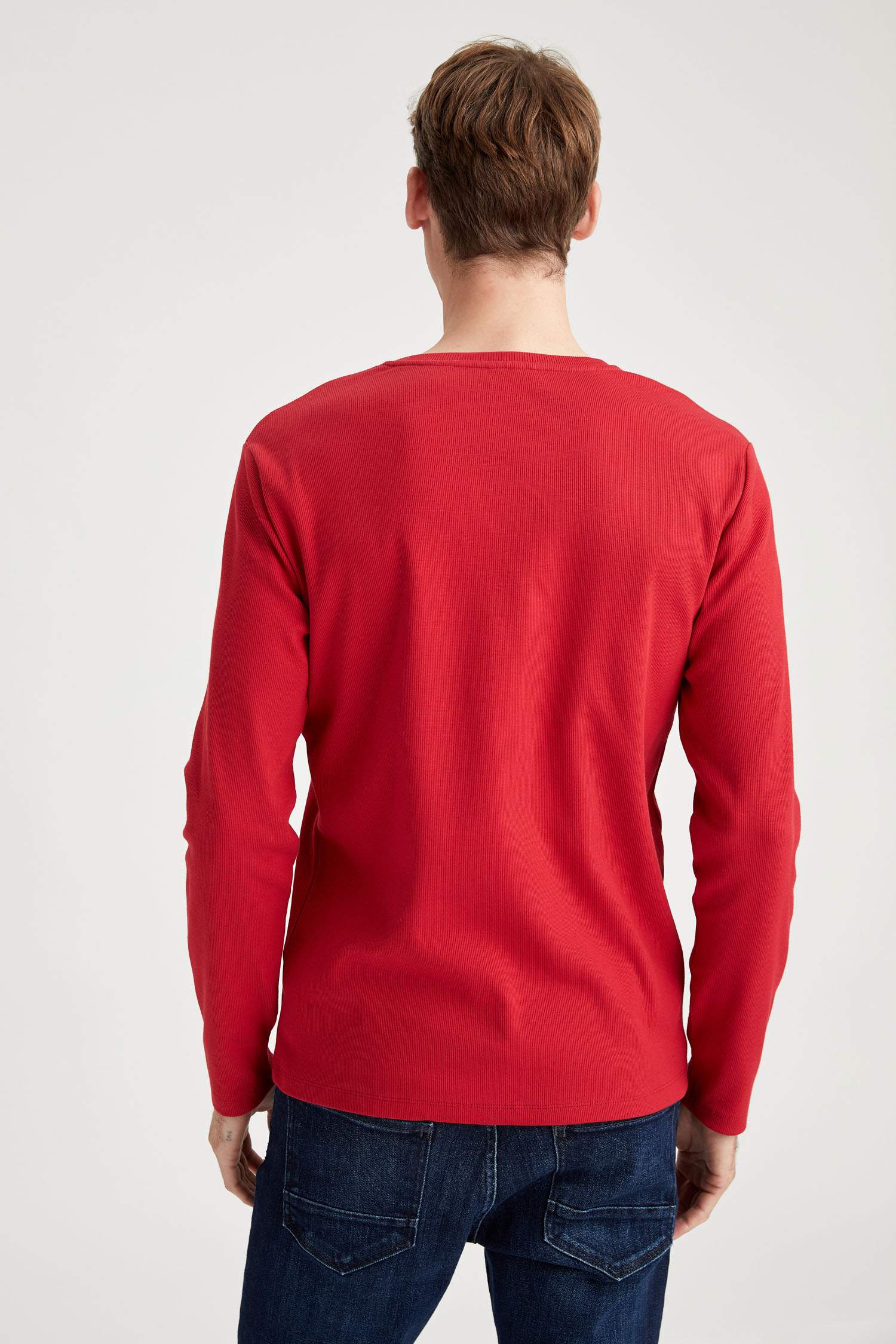 Bisiklet Yaka Slim Fit Uzun Kollu Basic Tişört