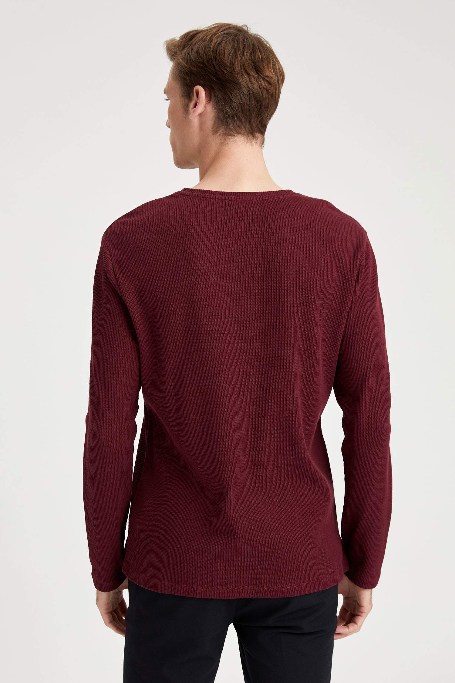Bisiklet Yaka Slim Fit Uzun Kollu Basic Tişört