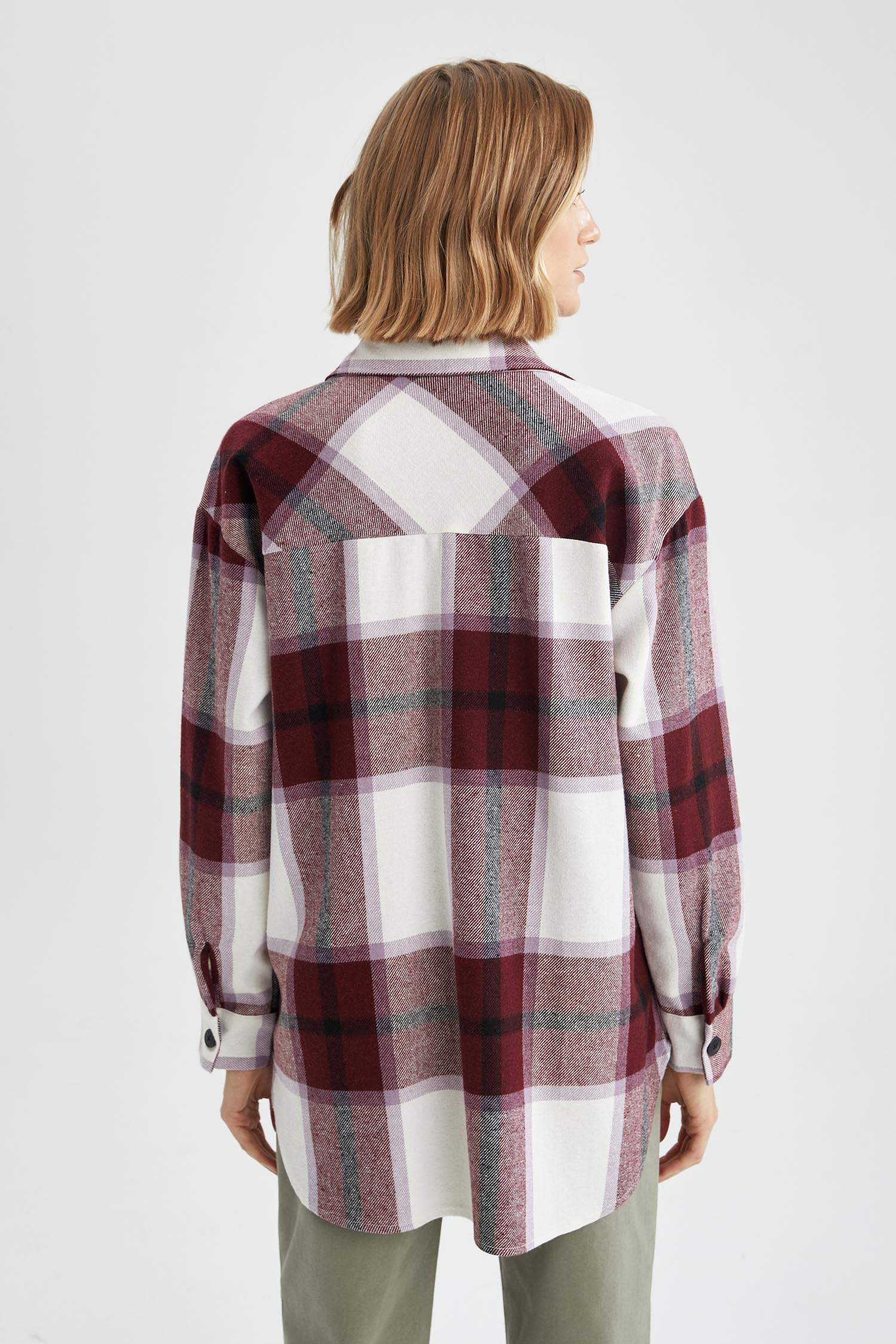 Retro Ekoseli Oversize Fit Oduncu Gömlek Tunik