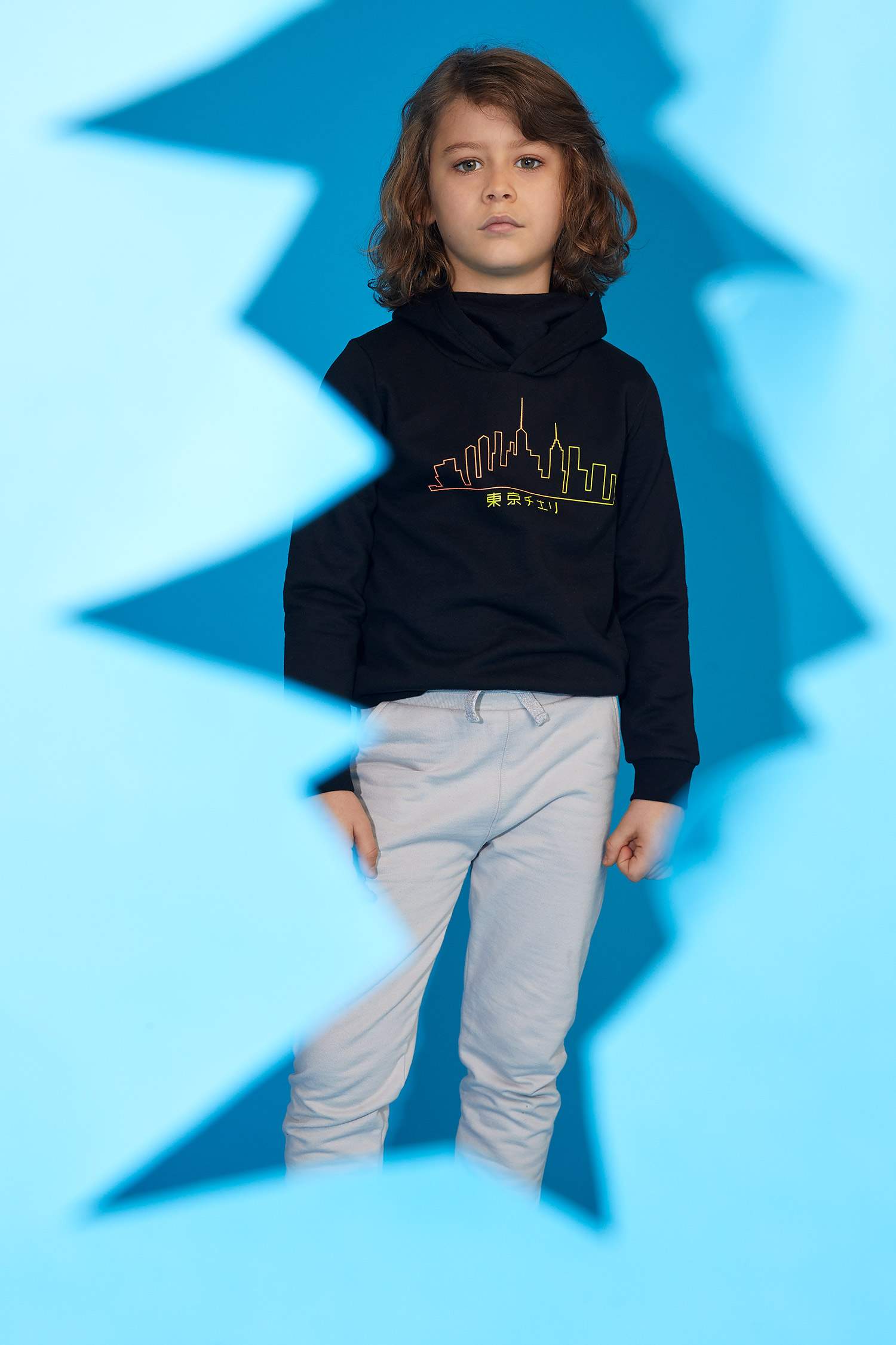 Erkek Çocuk Slogan Desenli Kapüşonlu Korunaklı Sweatshirt