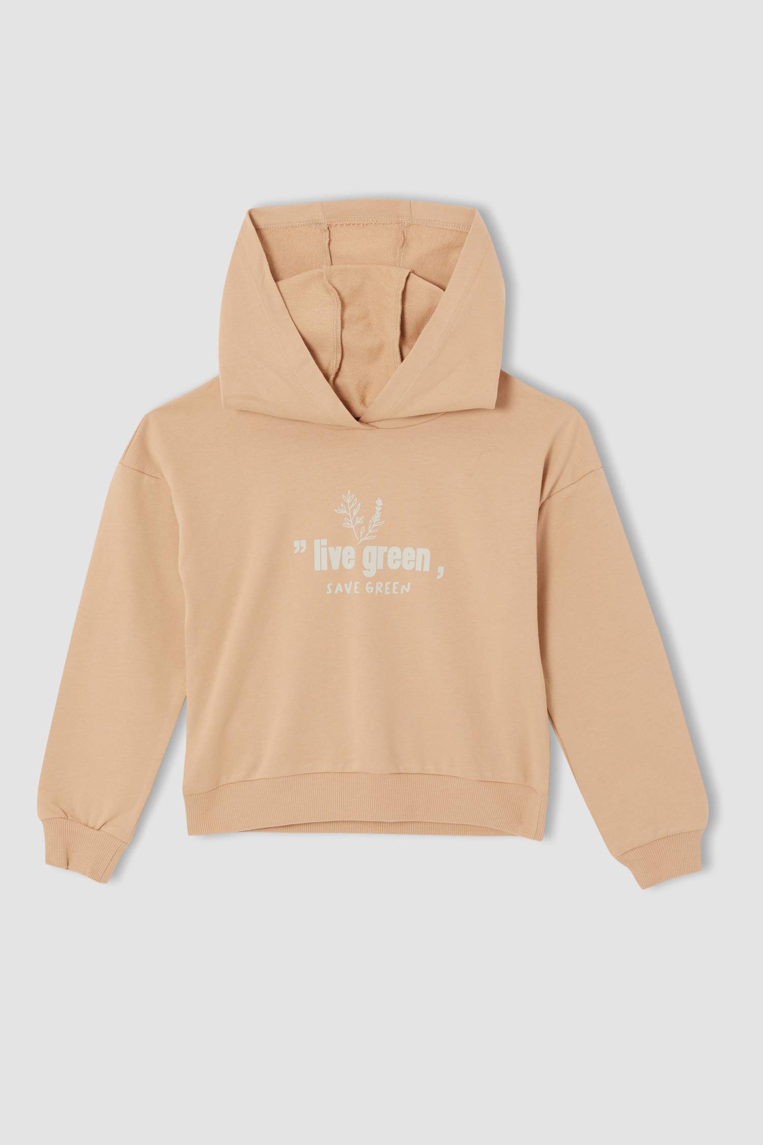 Kız Çocuk Yazı Baskılı Organik Pamuklu Crop Sweatshirt