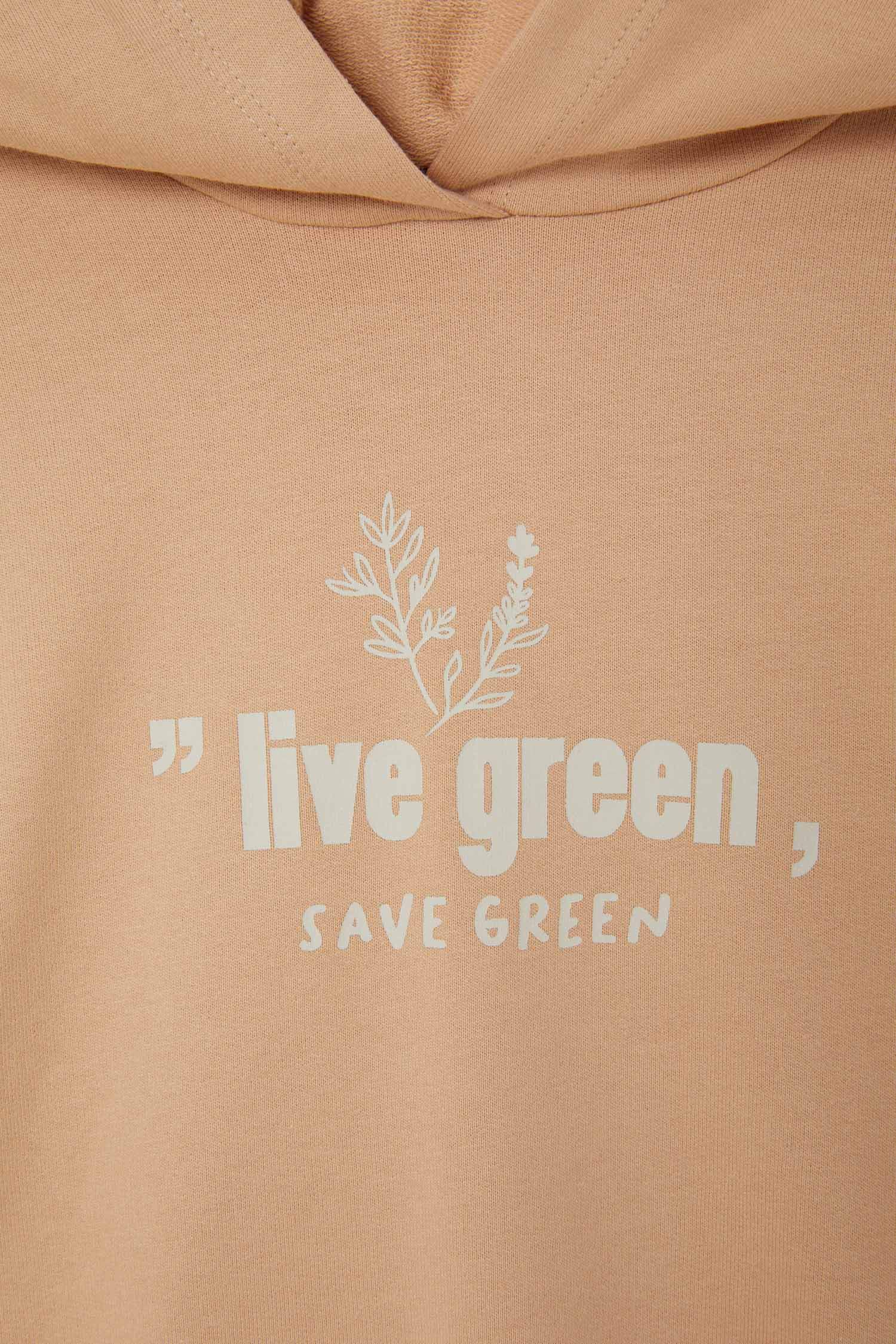 Kız Çocuk Yazı Baskılı Organik Pamuklu Crop Sweatshirt