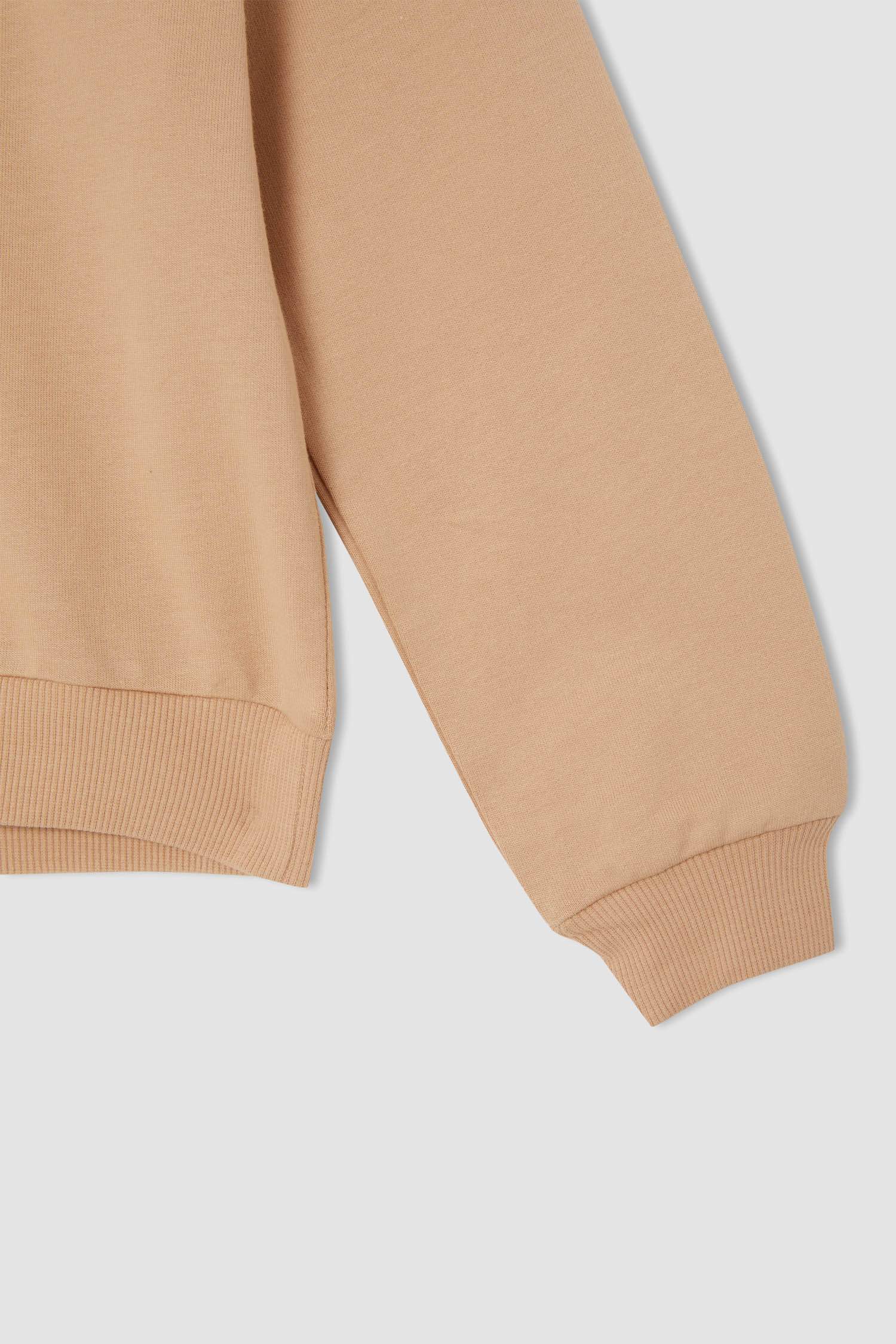 Kız Çocuk Yazı Baskılı Organik Pamuklu Crop Sweatshirt