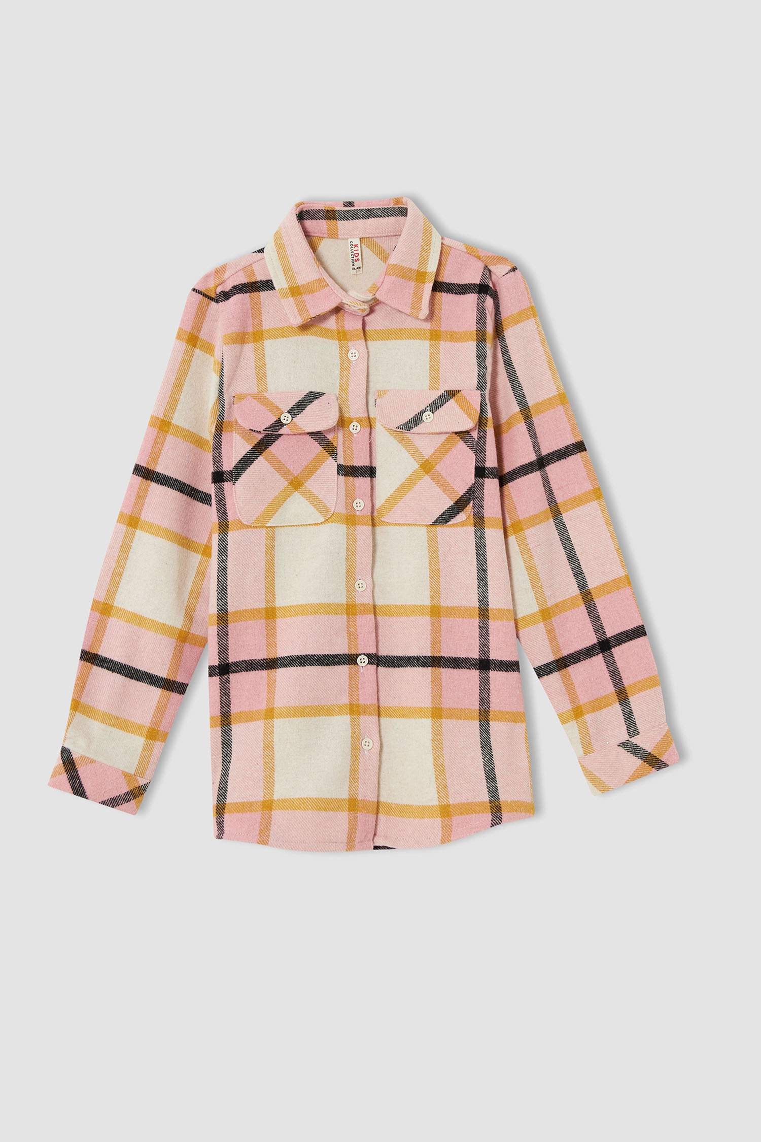 Kız Çocuk Oversize Fit Yılbaşı Temalı Uzun Kollu Flanel Oduncu Gömlek
