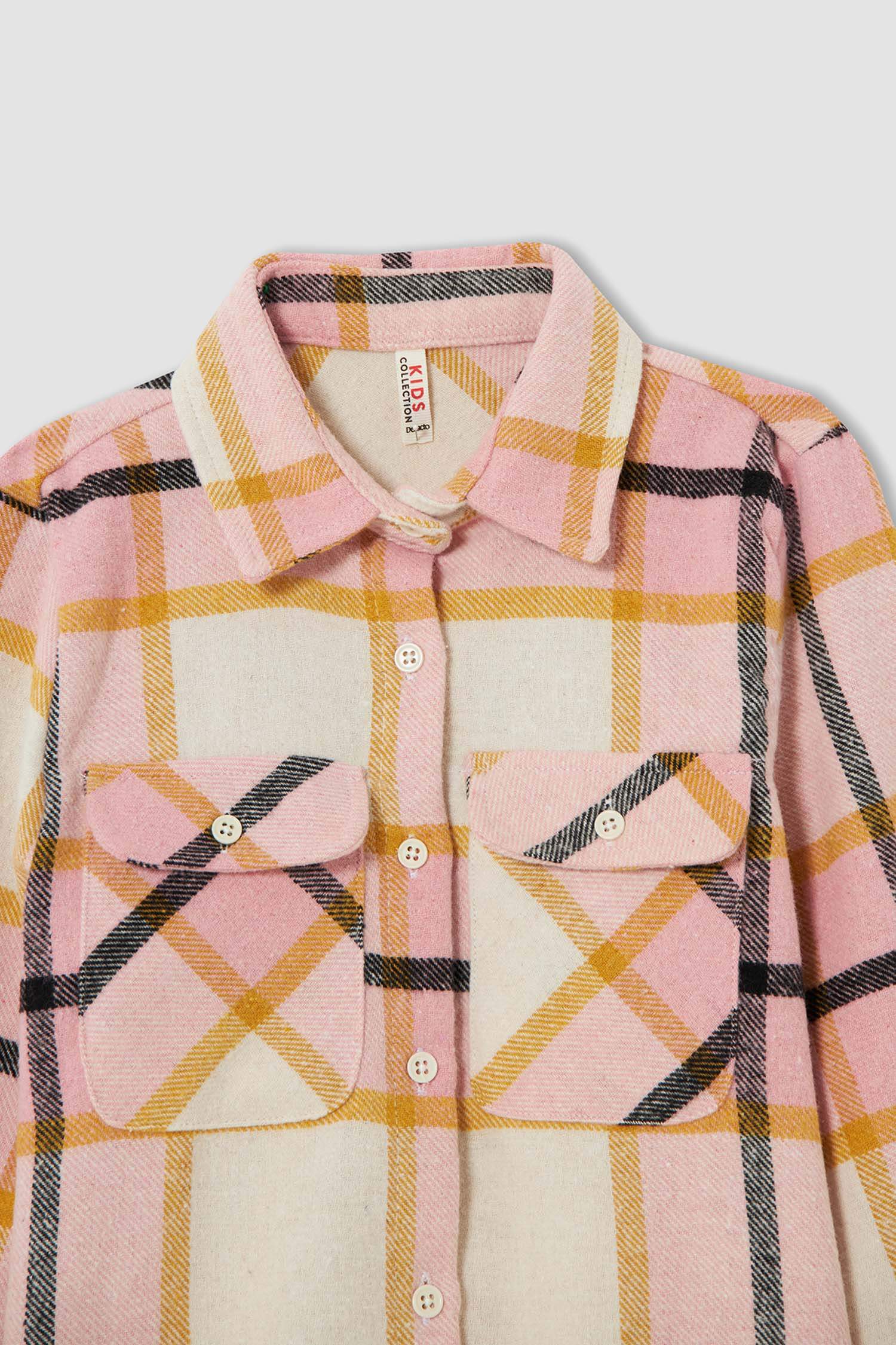 Kız Çocuk Oversize Fit Yılbaşı Temalı Uzun Kollu Flanel Oduncu Gömlek
