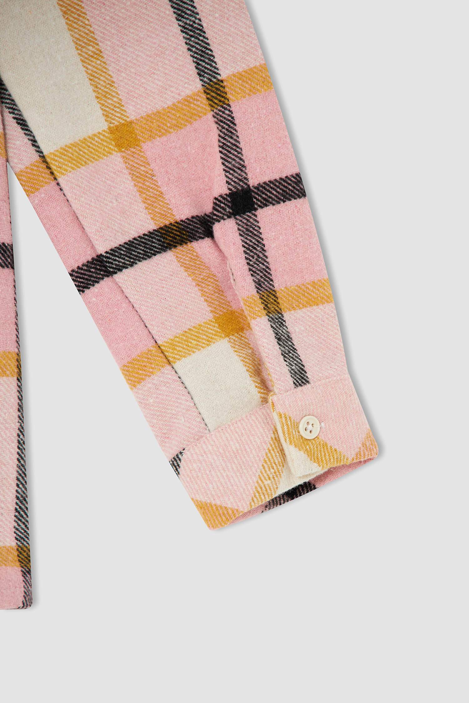 Kız Çocuk Oversize Fit Yılbaşı Temalı Uzun Kollu Flanel Oduncu Gömlek