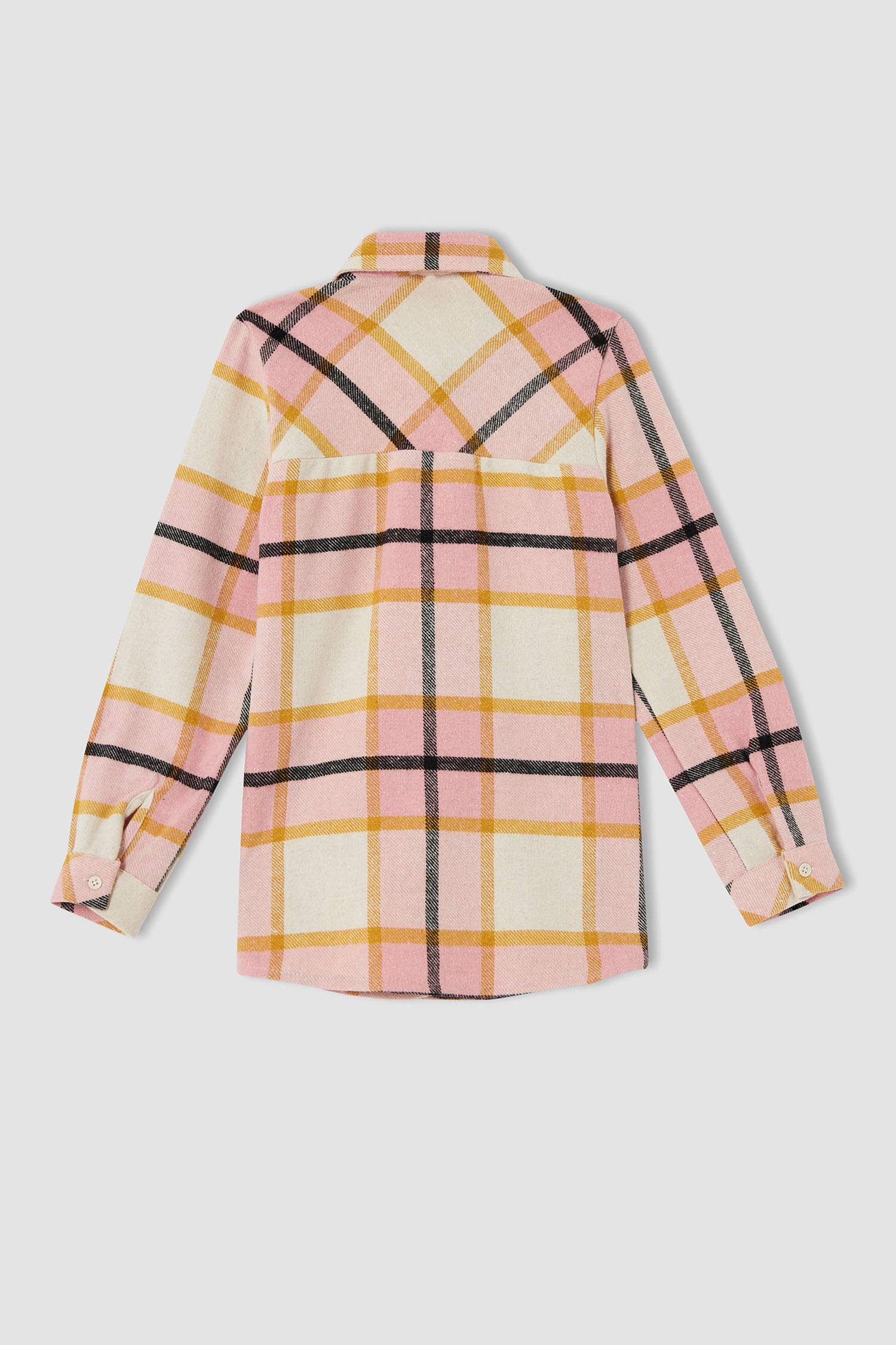 Kız Çocuk Oversize Fit Yılbaşı Temalı Uzun Kollu Flanel Oduncu Gömlek