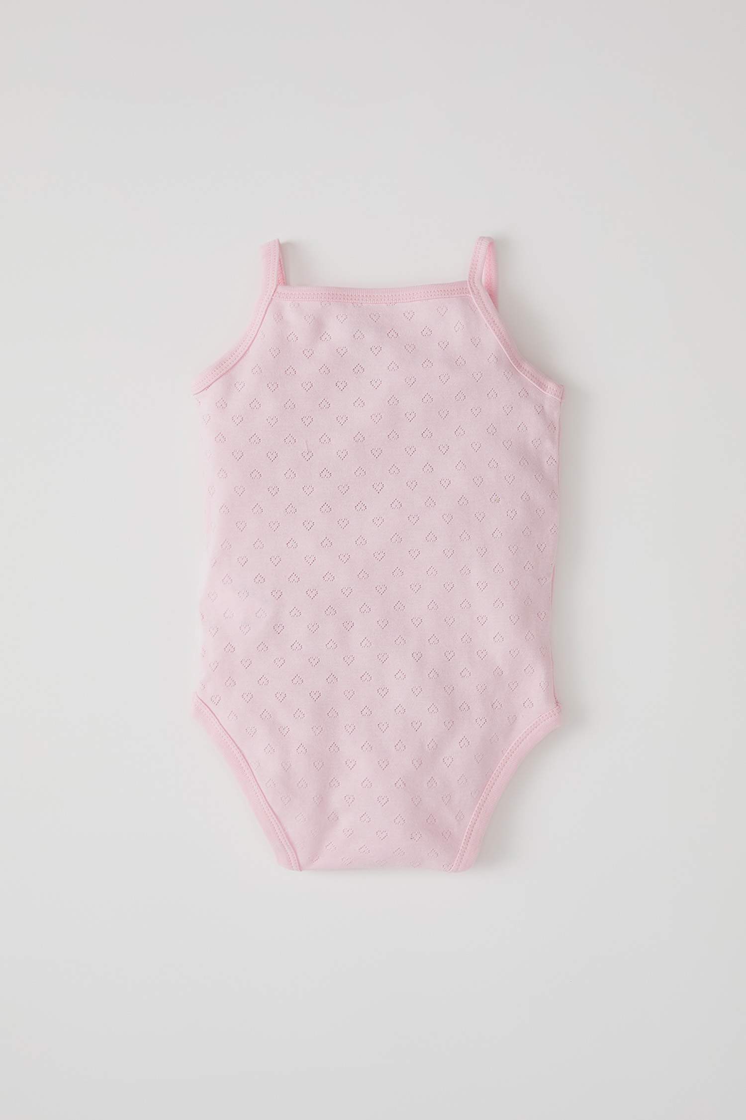 Kız Bebek Kalp Desenli Askılı Çıtçıtlı Pamuklu Body