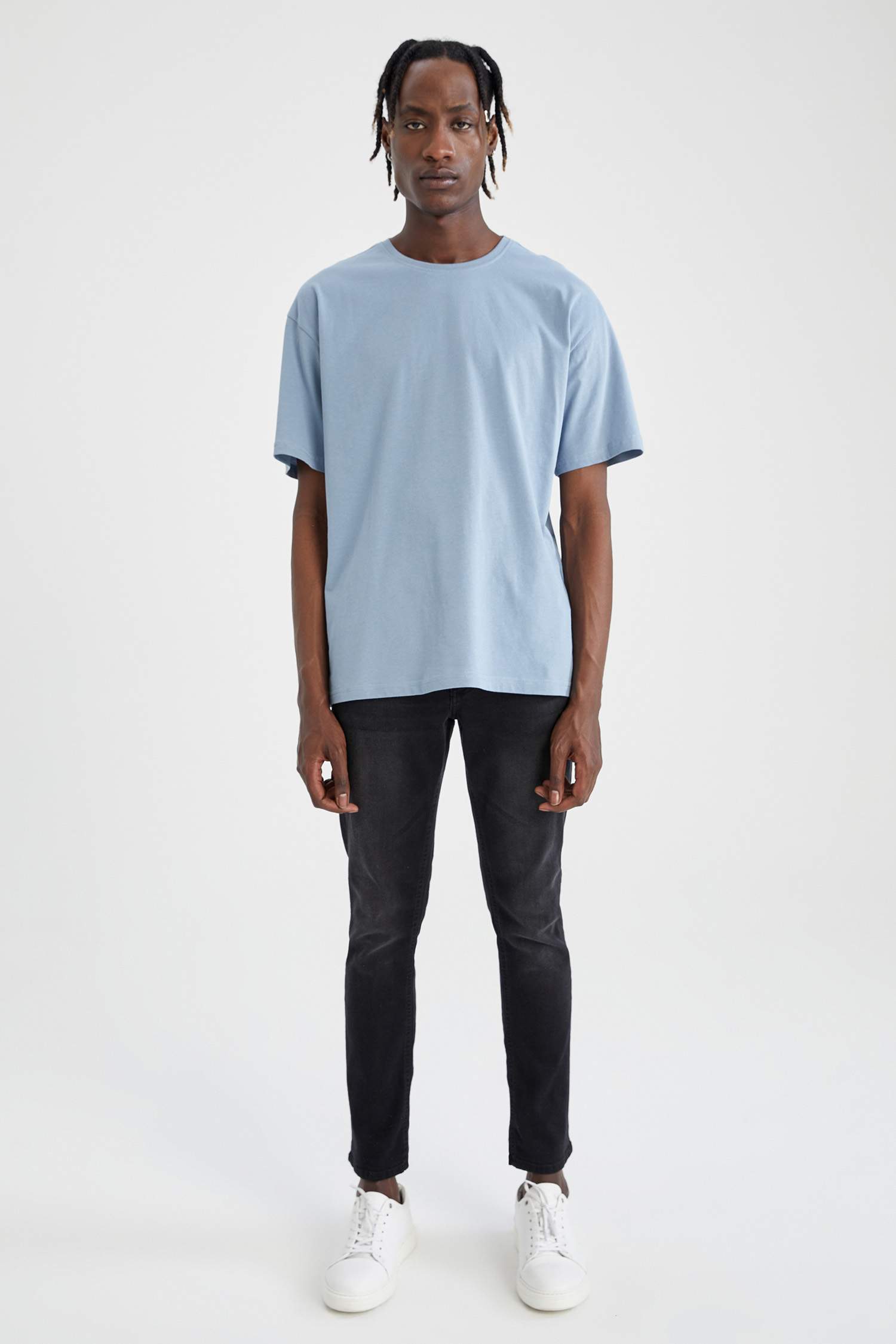 Oversize Fit Bisiklet Yaka Tişört