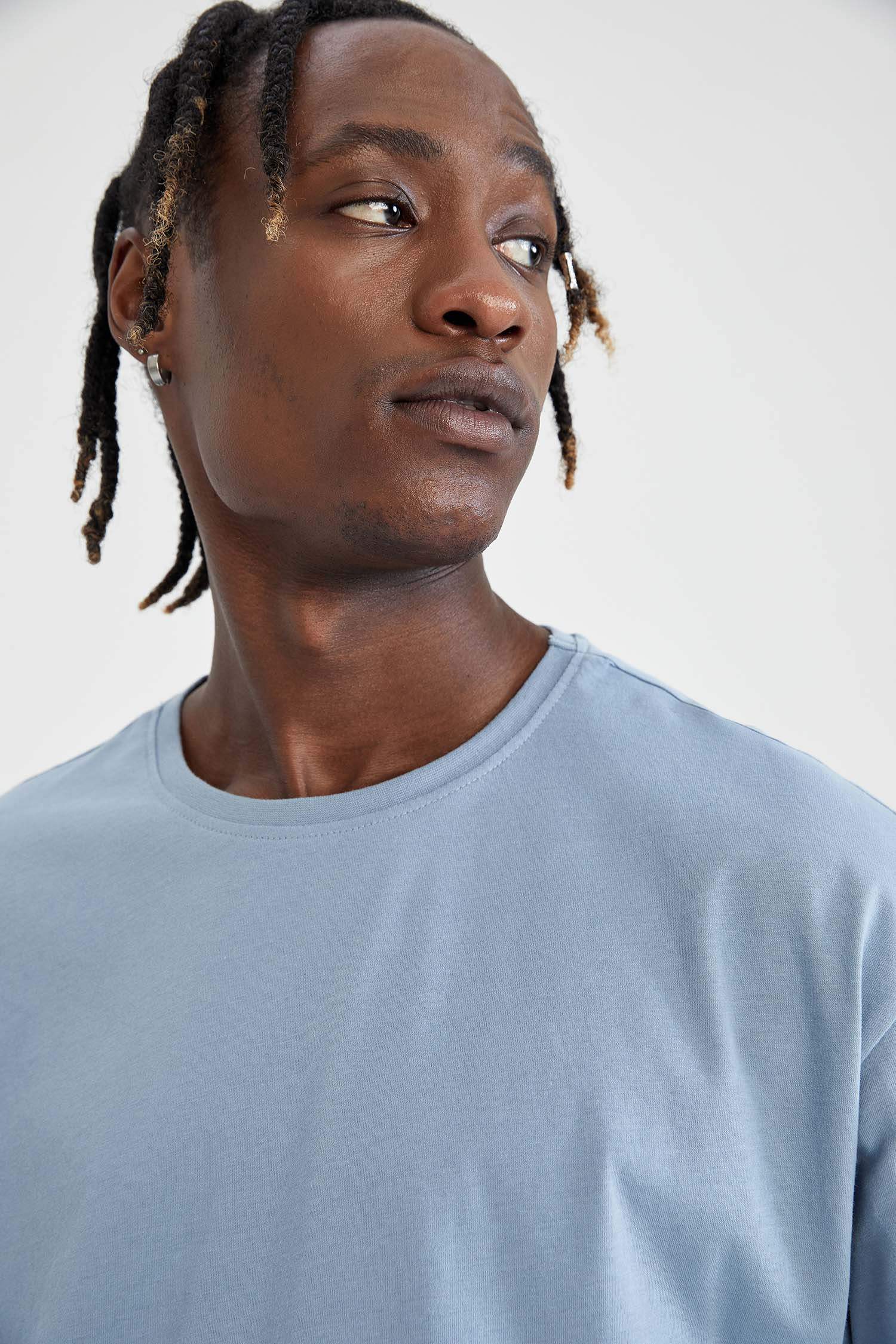 Oversize Fit Bisiklet Yaka Tişört