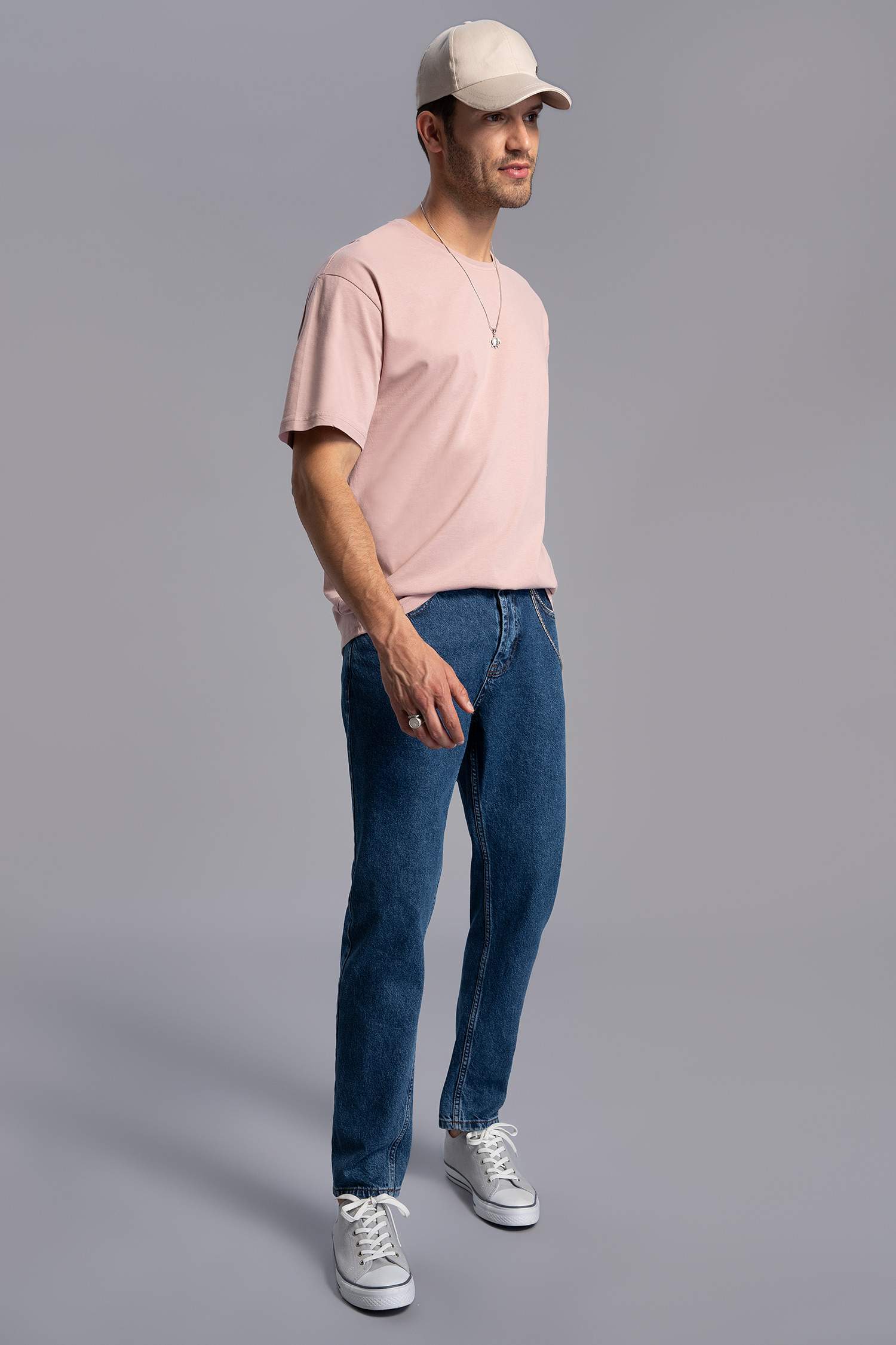 Oversize Fit Bisiklet Yaka Tişört
