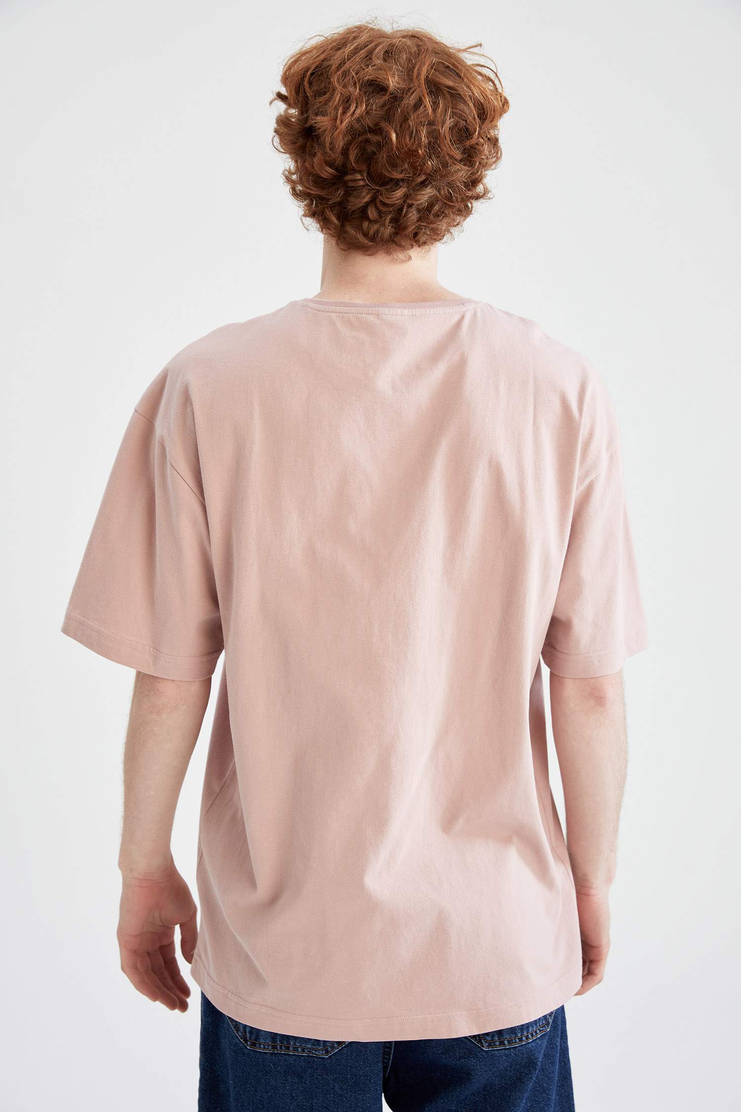 Oversize Fit Bisiklet Yaka Tişört