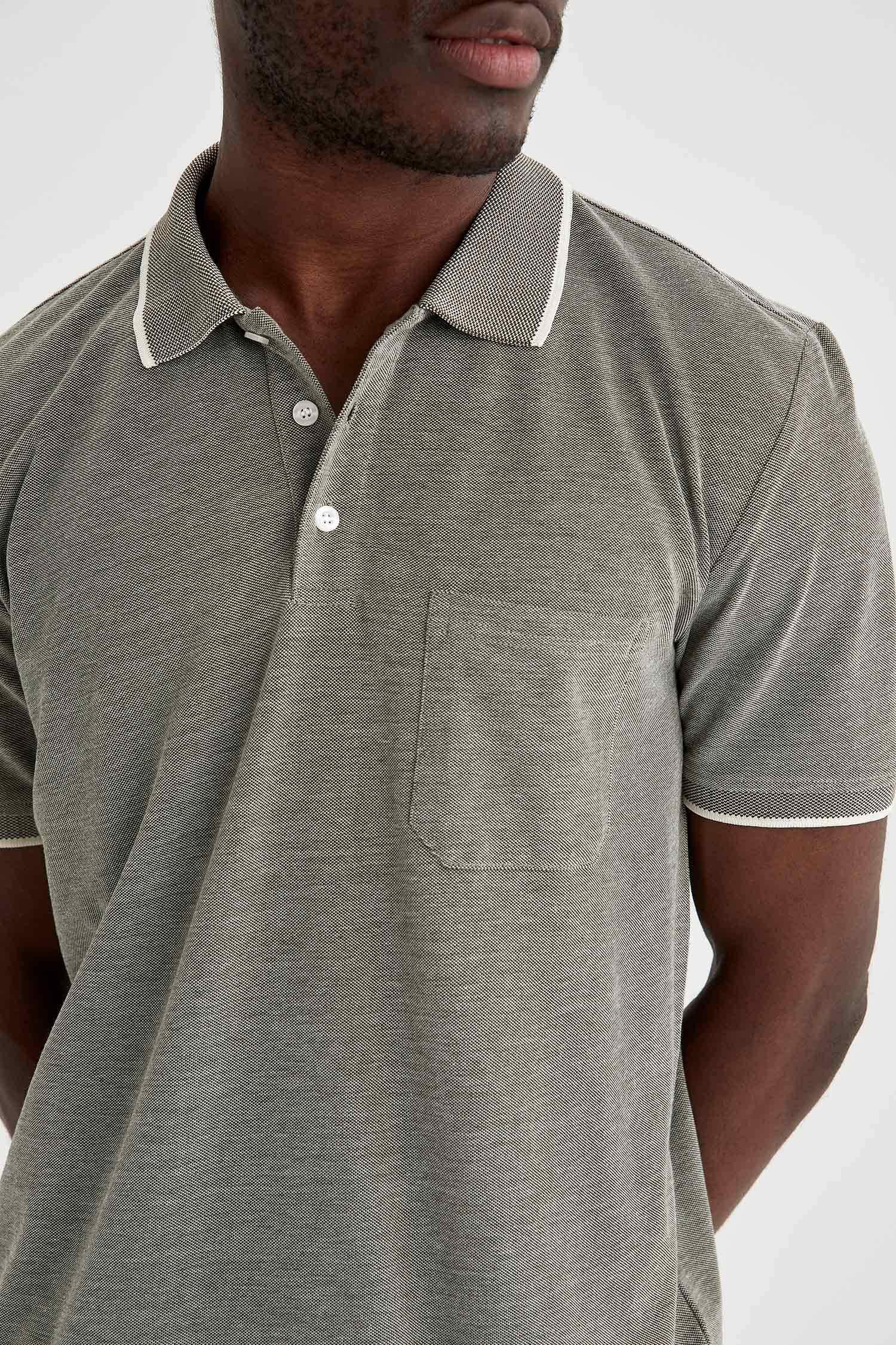 Regular Fit Polo Yaka Kısa Kollu Yeşil Tişört
