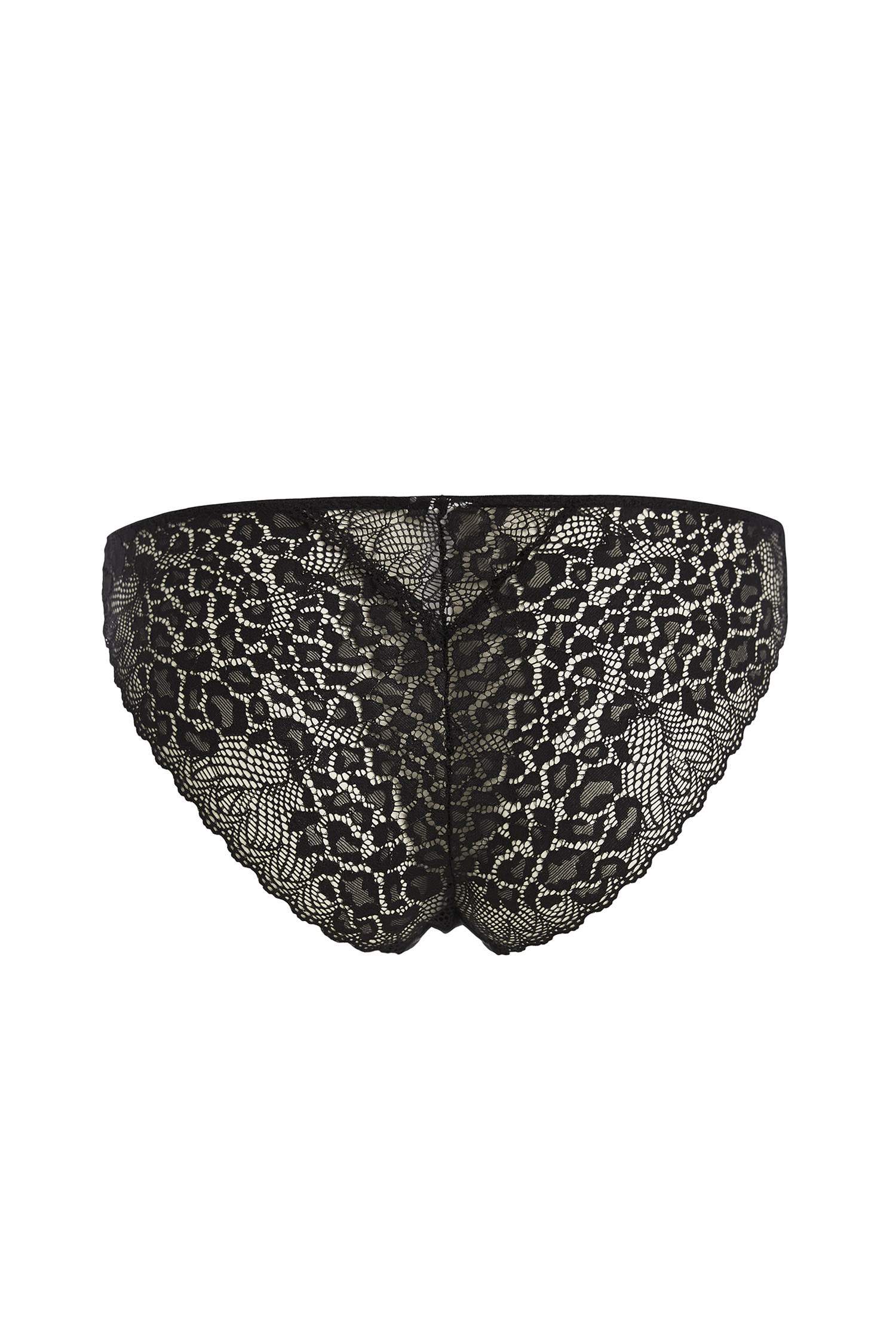 Leoparlı Dantel Detaylı Mikro Bikini Külot