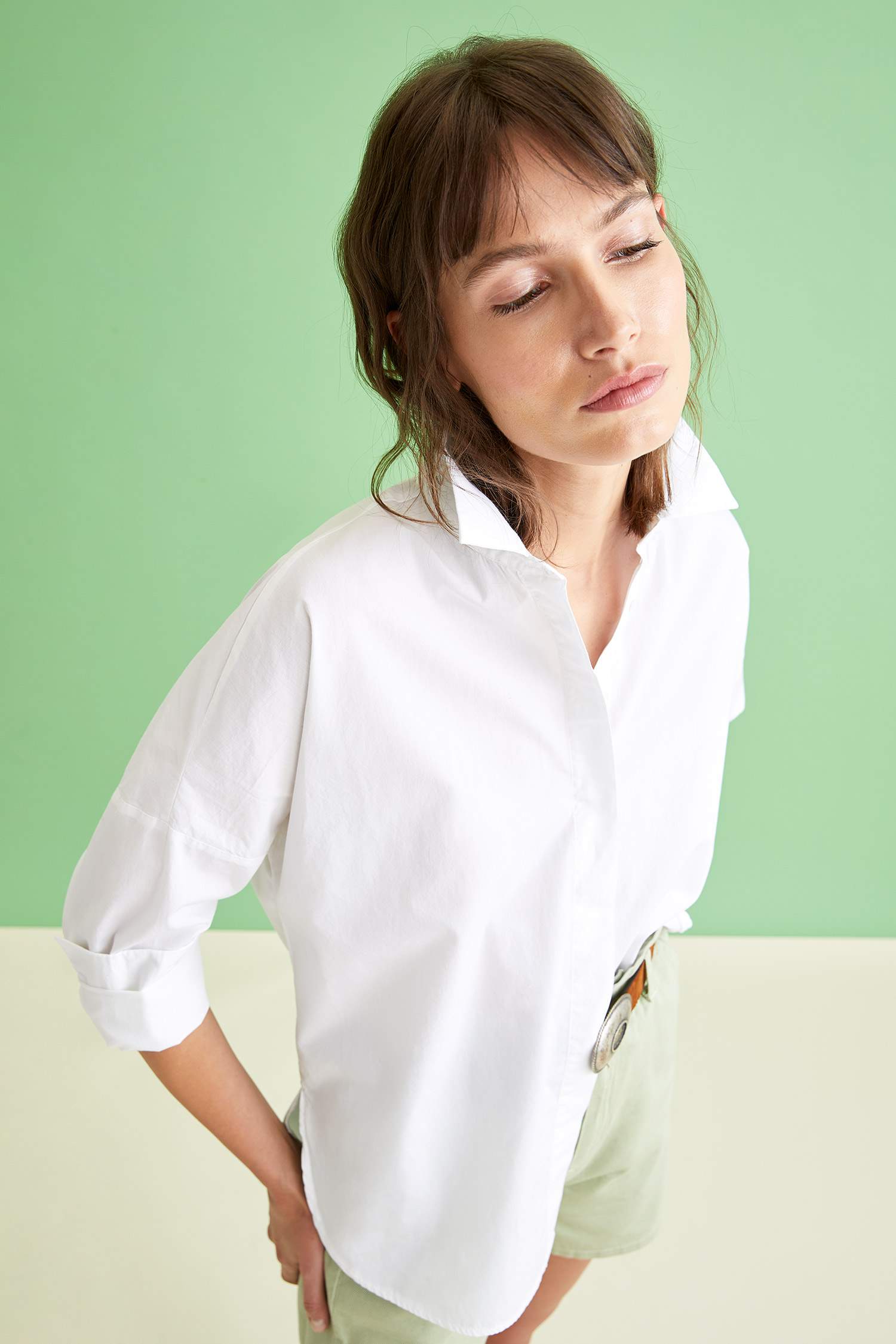 Basic Oversize Fit Uzun Kollu Poplin Gömlek