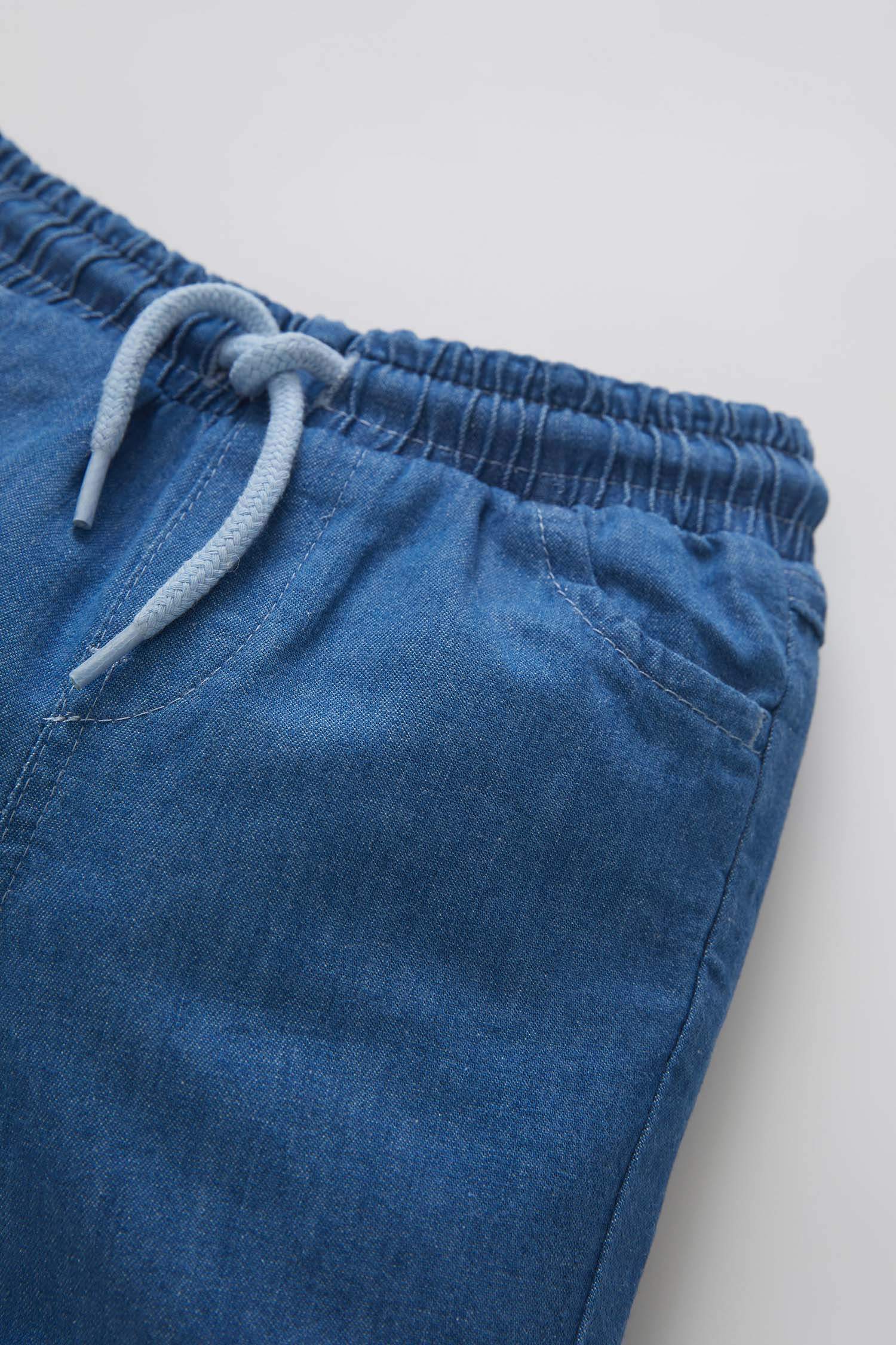Unisex Esnek Belli Jean Şort