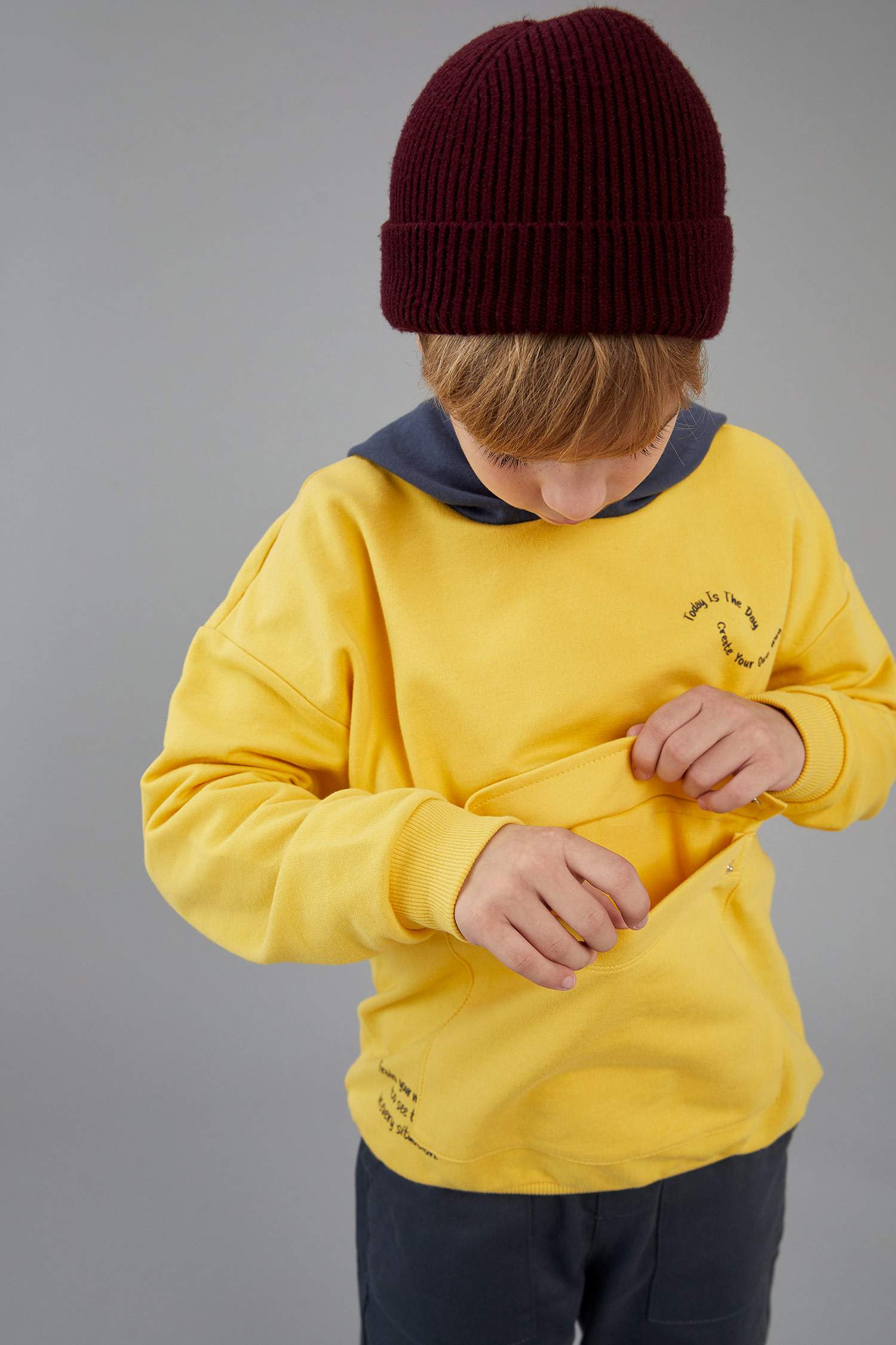 Erke Erkek Çocuk Oversize Zarf Cepli Organik Pamuk Sweatshirt