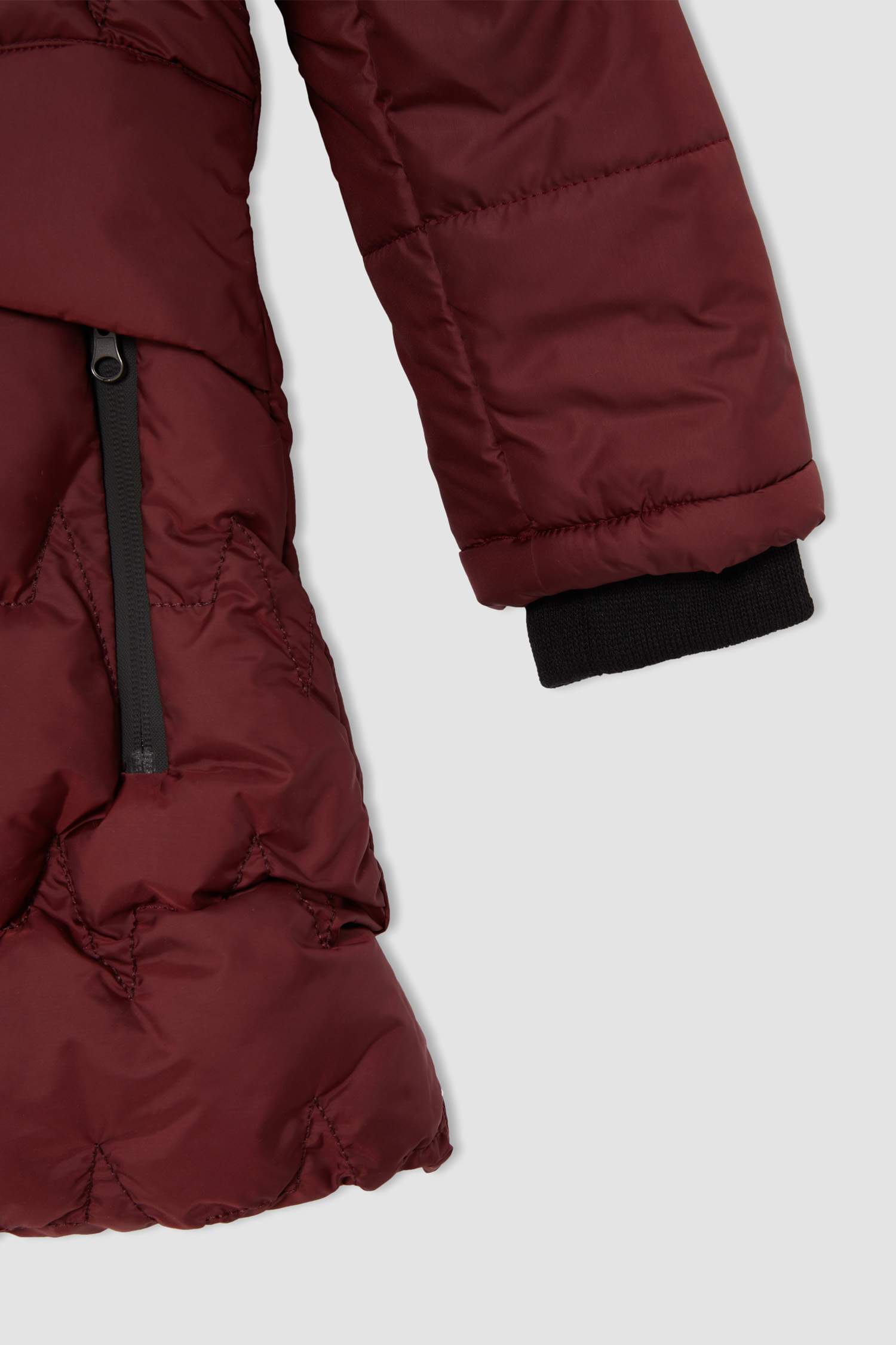 Kız Çocuk Uzun Suni Kürk Detaylı Kapüşonlu Kapitone Parka