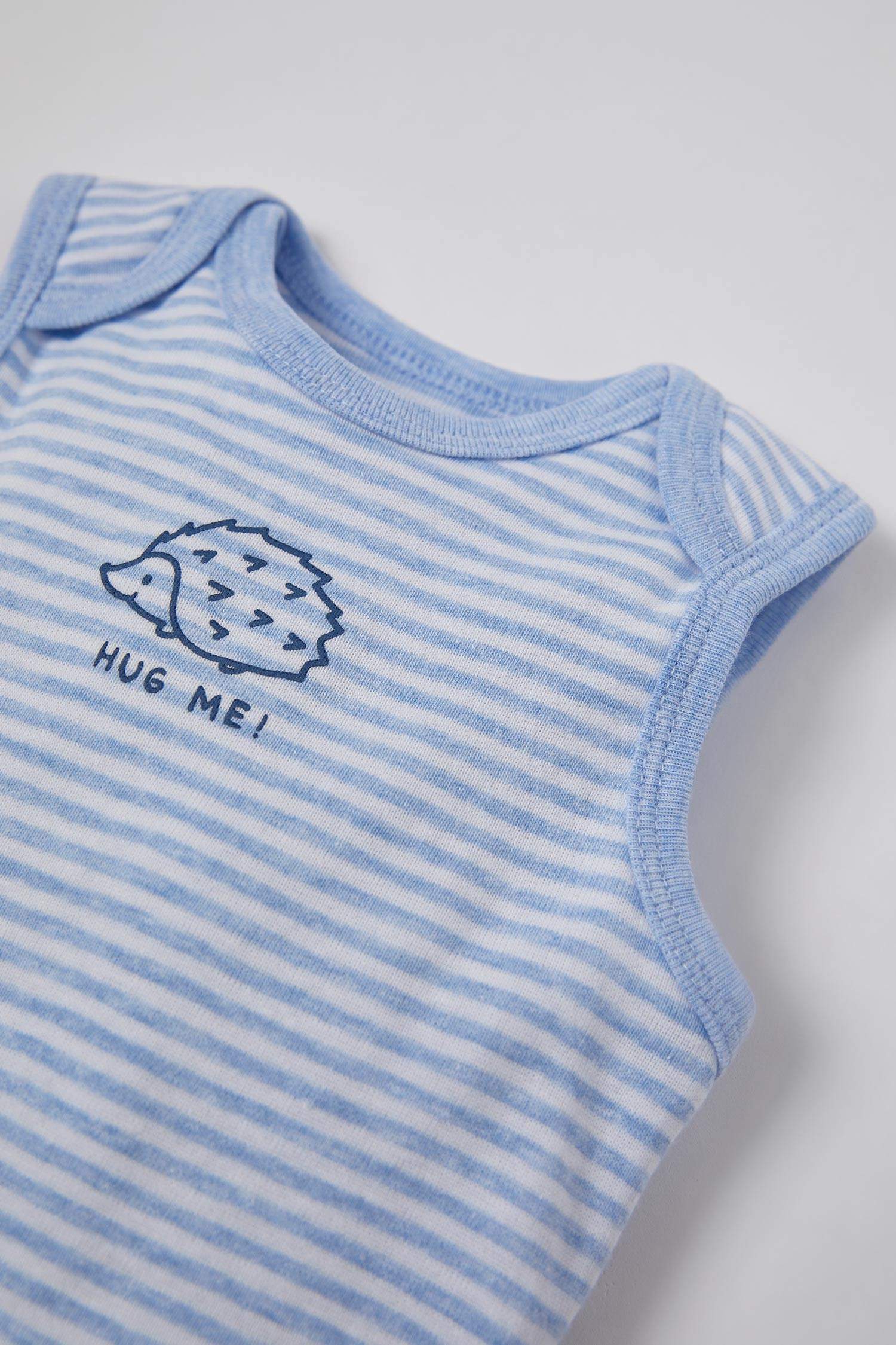 Erkek Bebek Çizgi Desenli Çıtçıtlı Body