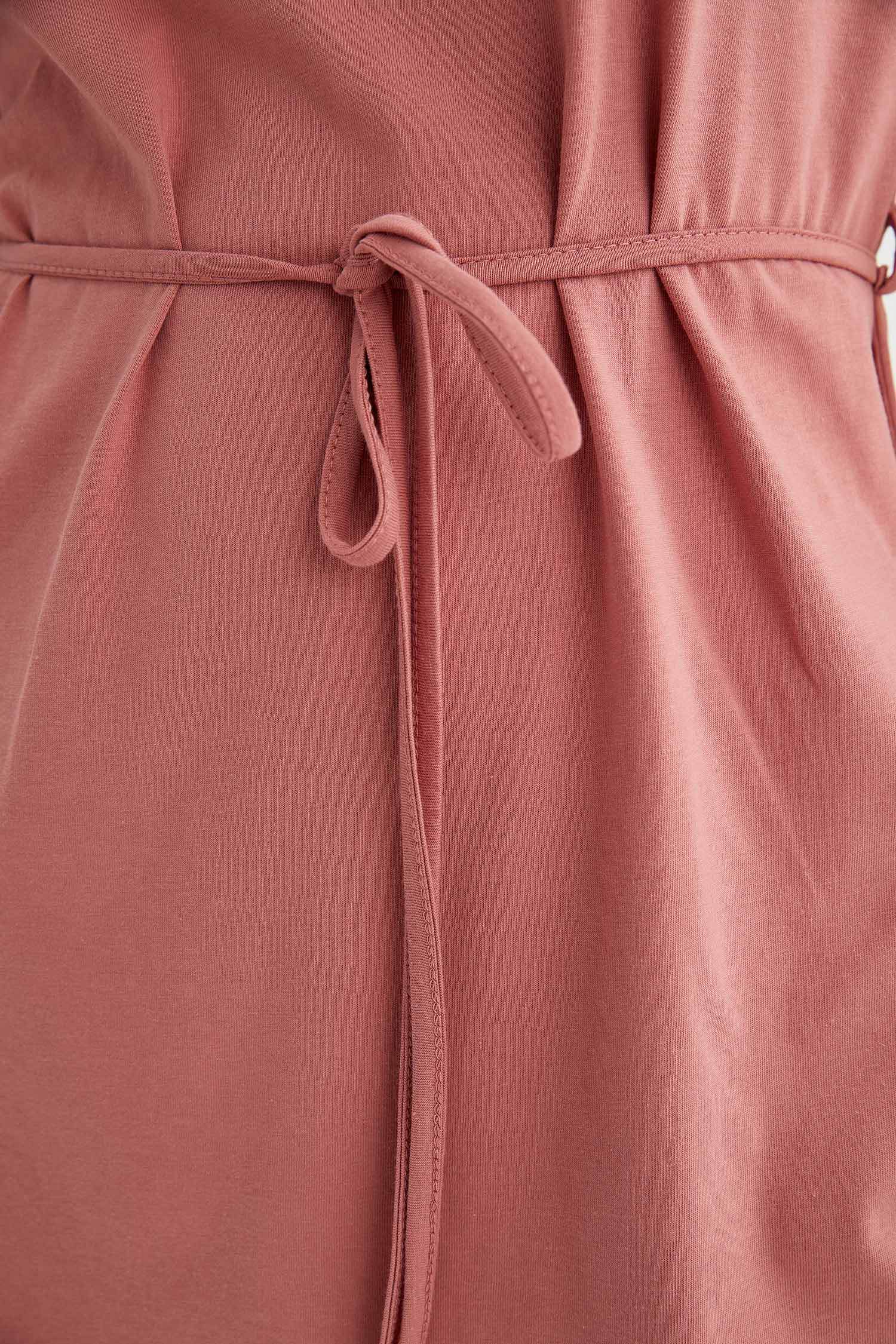 Basic Beli Bağcıklı Yazlık Mini Elbise