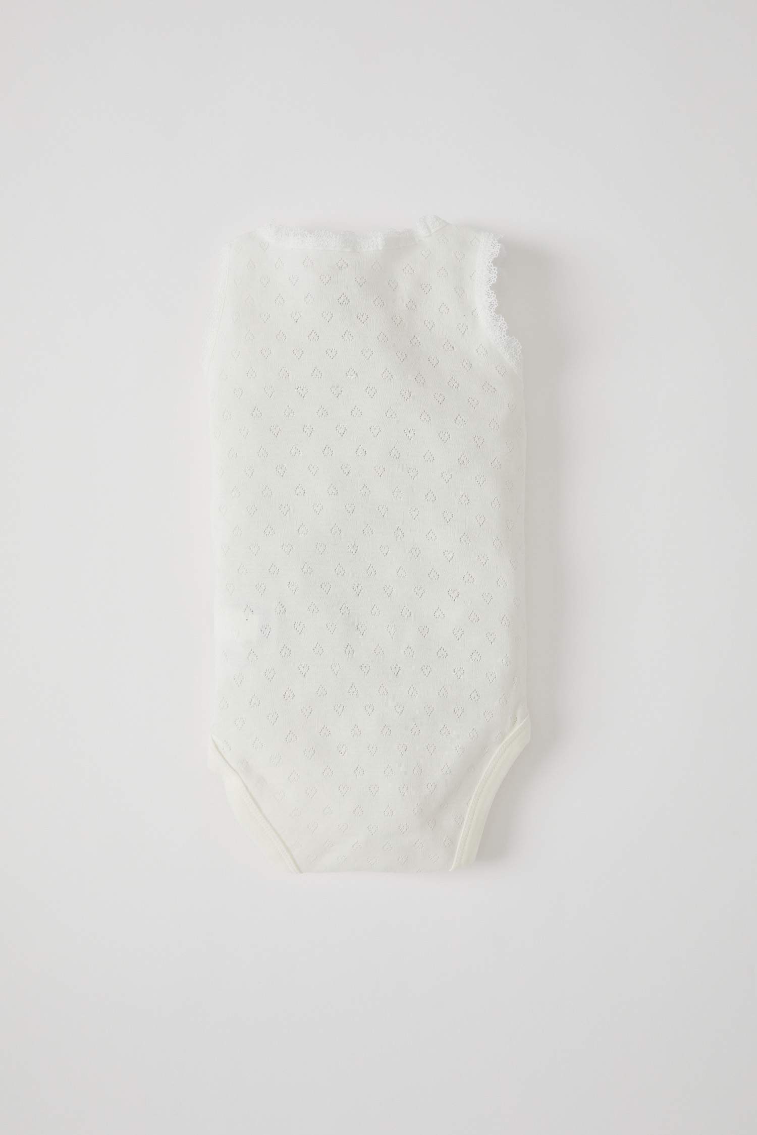Kız Bebek Kalp Desenli Danteli Çıtçıtlı Pamuklu Body