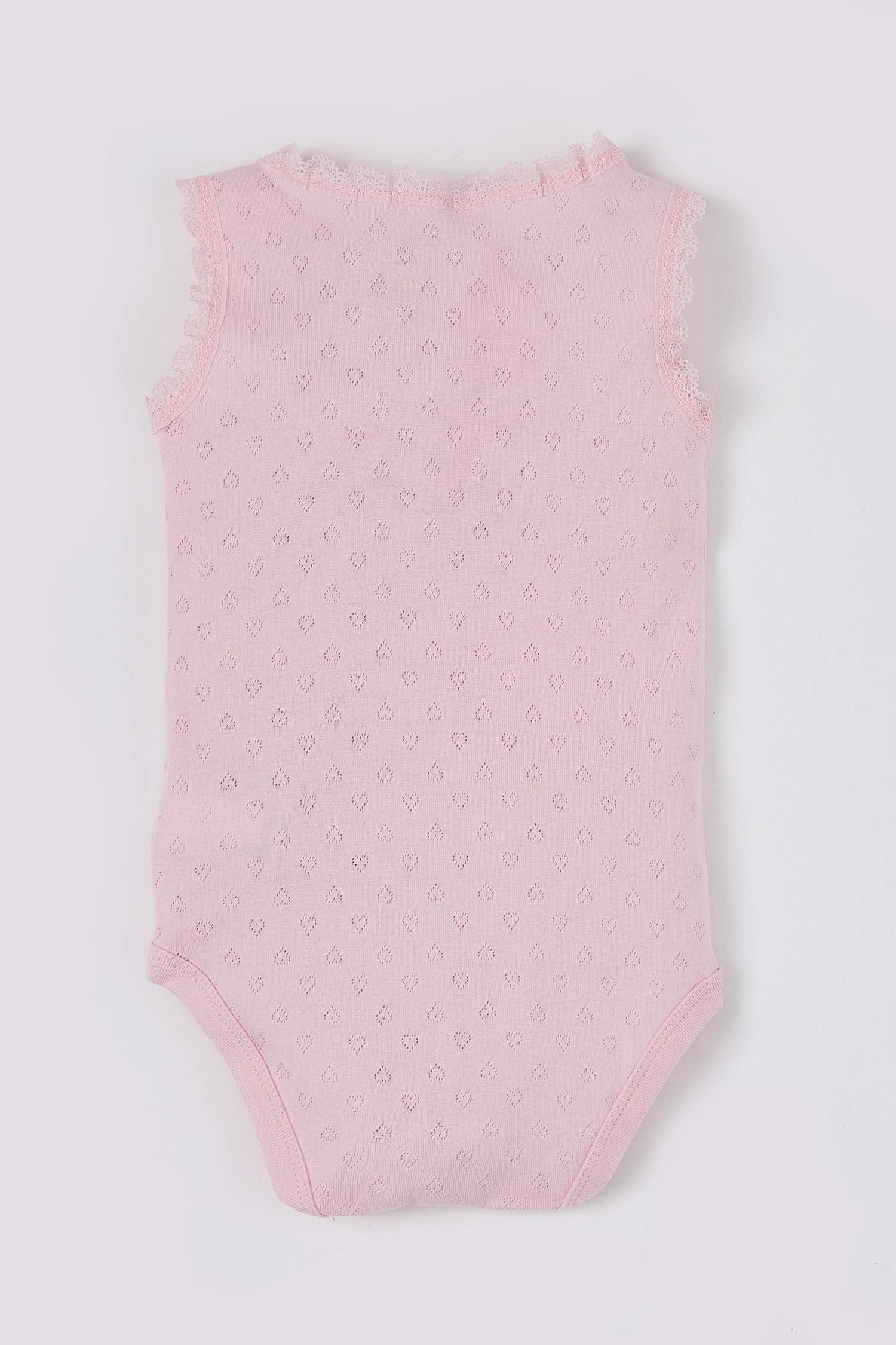 Kız Bebek Kalp Desenli Danteli Çıtçıtlı Pamuklu Body