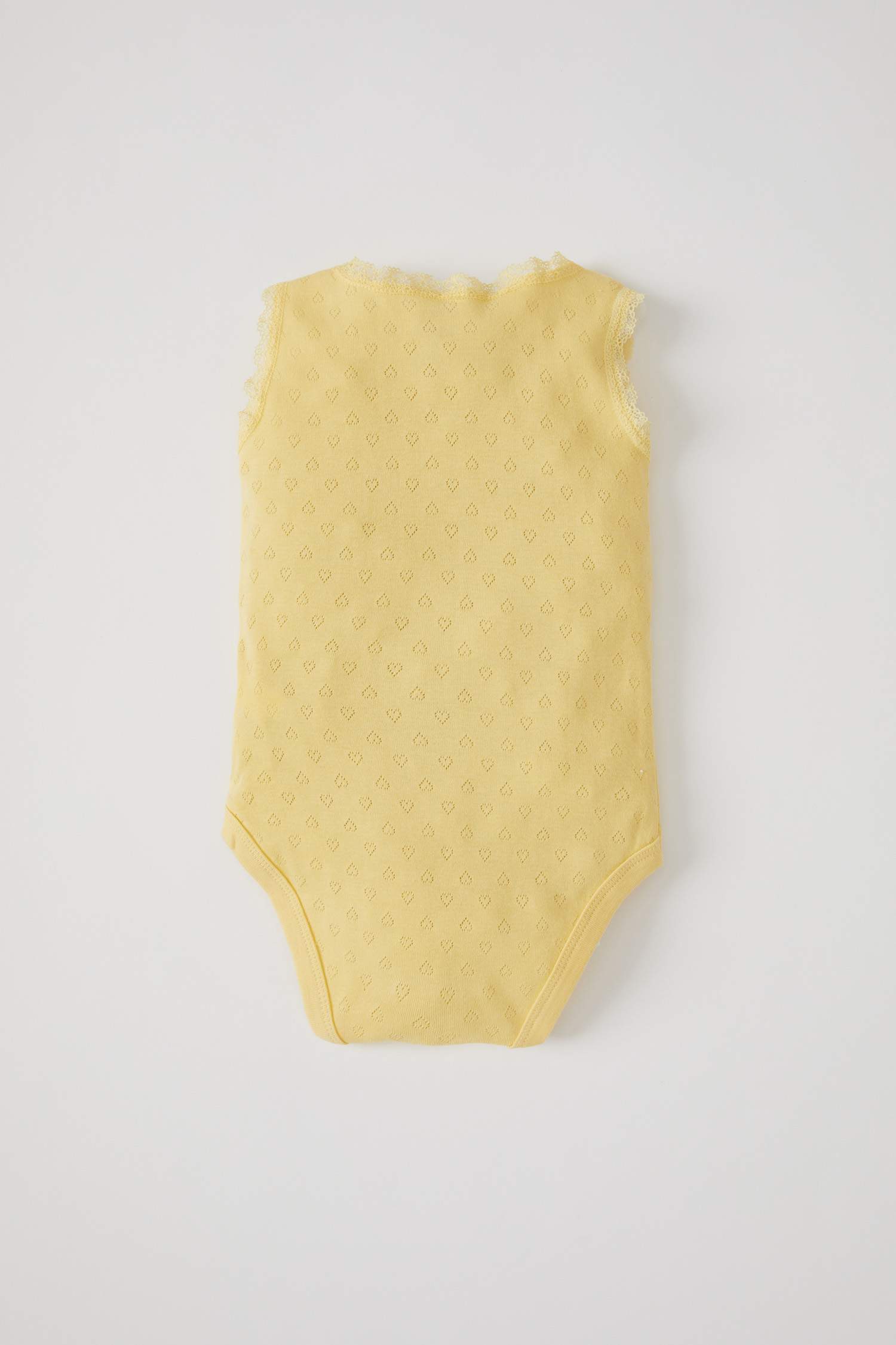 Kız Bebek Kalp Desenli Danteli Çıtçıtlı Pamuklu Body