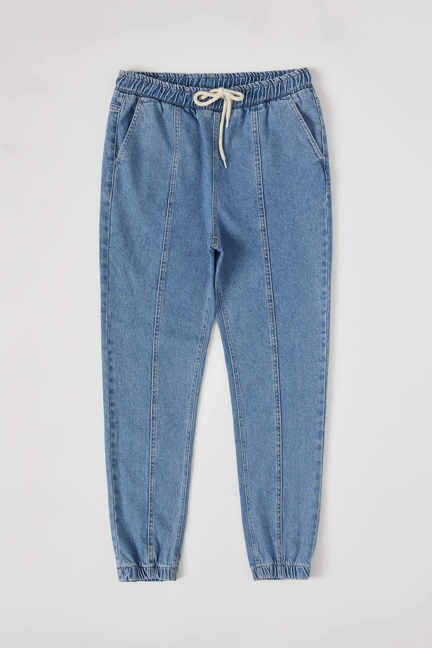 Coool Beli Bağcıklı Jogger Yıkamalı Jean Pantolon