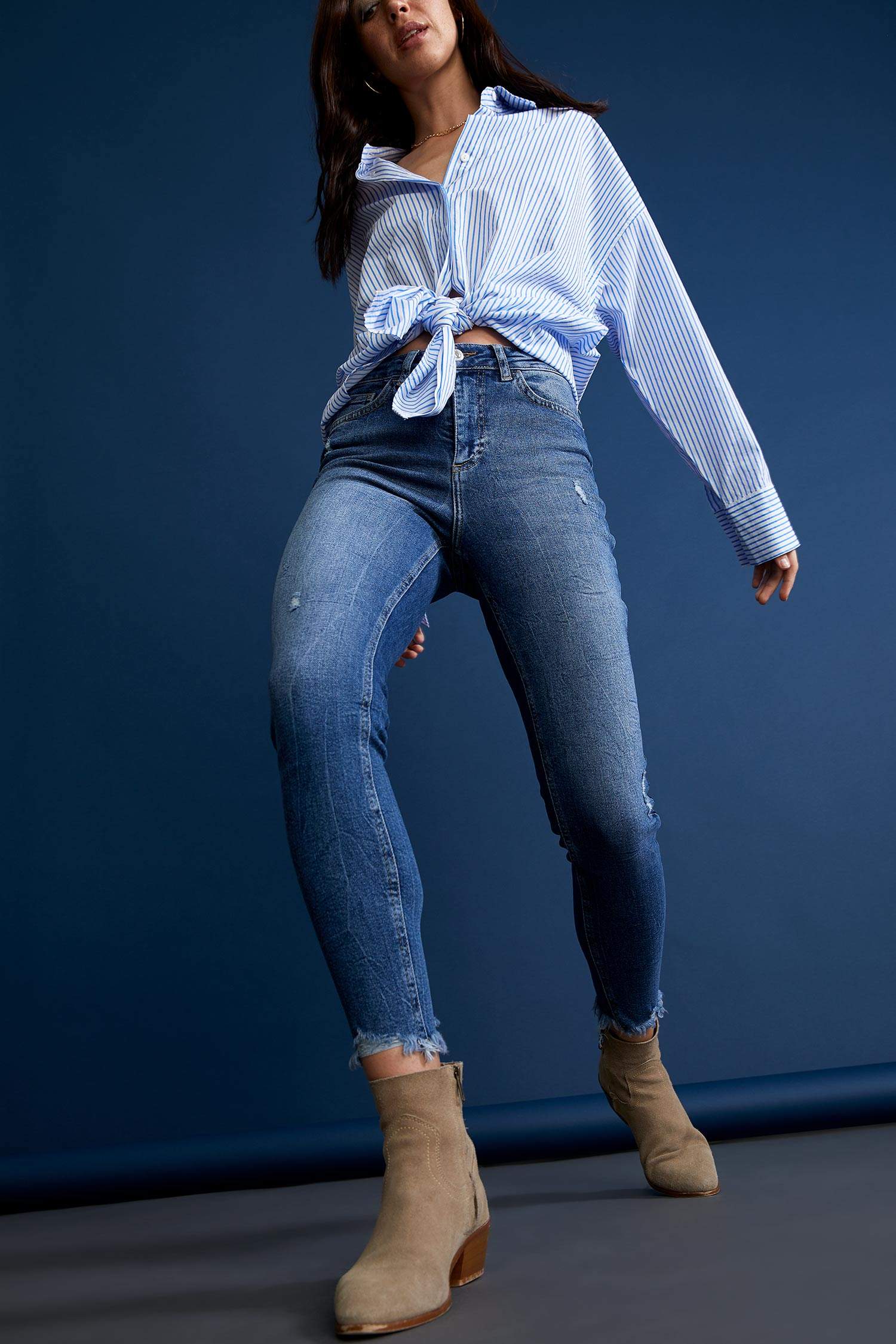 Vintage Skinny Yüksek Bel Jean Pantolon