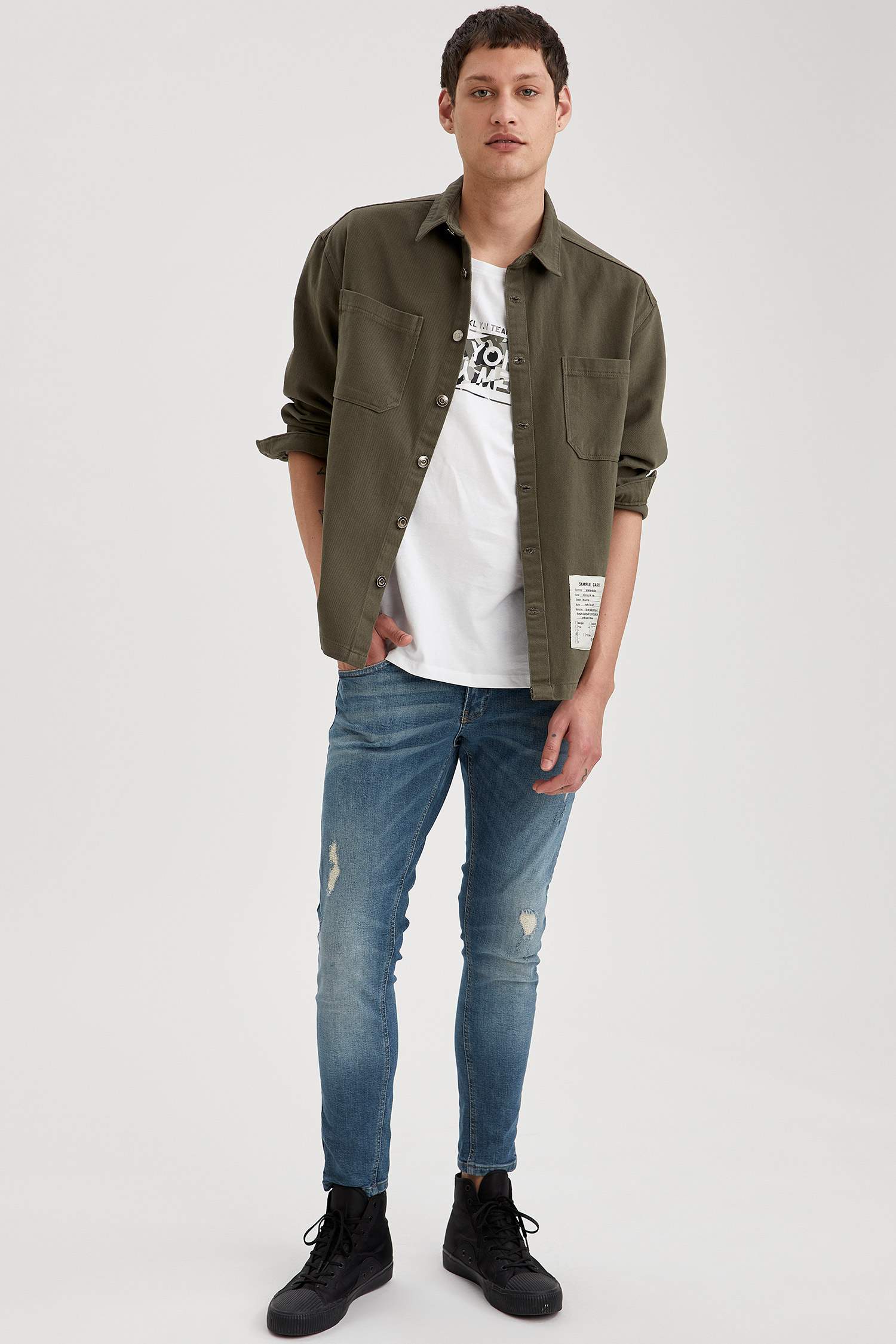 Regular Fit Uzun Kollu Jean Gömlek Ceket