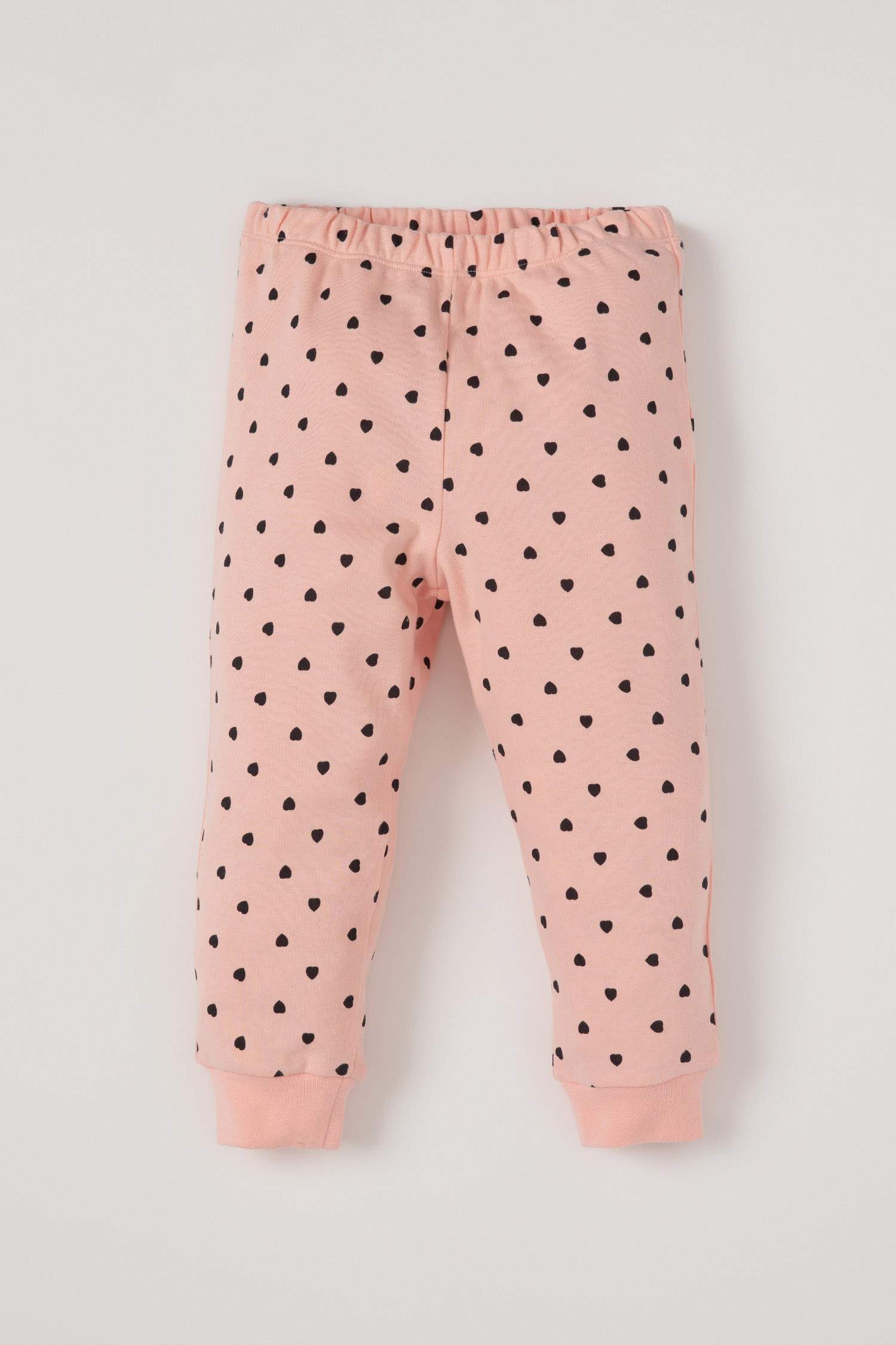 Kız Bebek Kalp Desenli Pamuklu Pijama Takımı