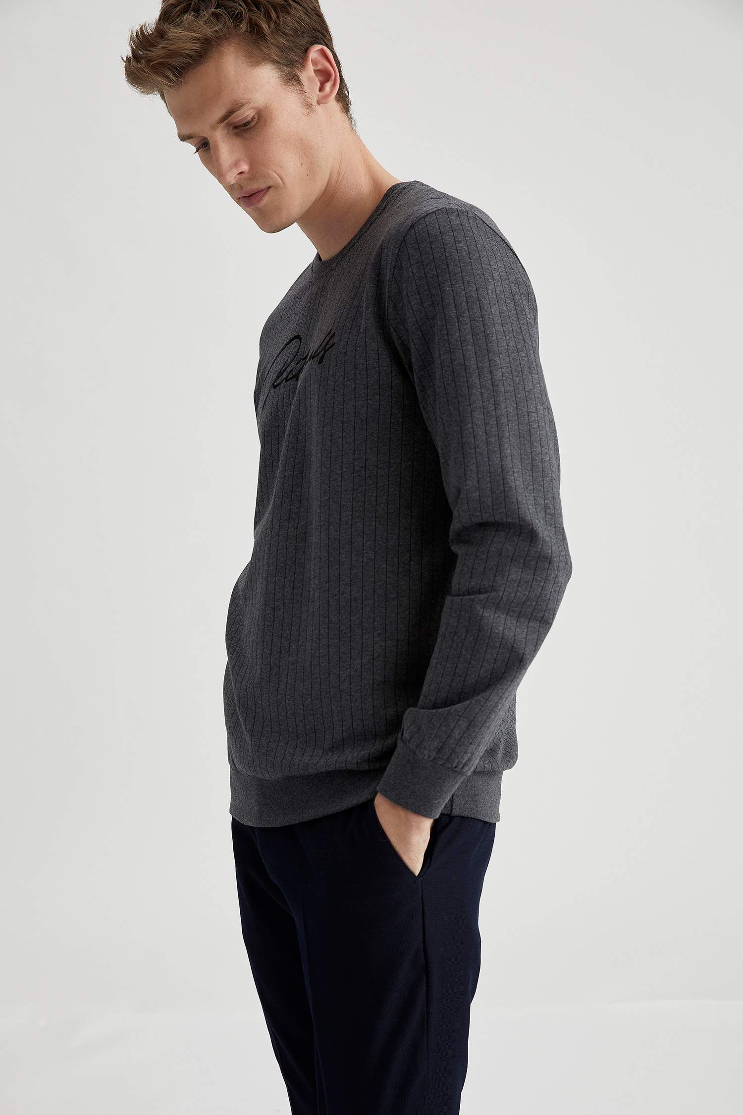 Regular Fit Bisiklet Yaka Basic Sweatshirt