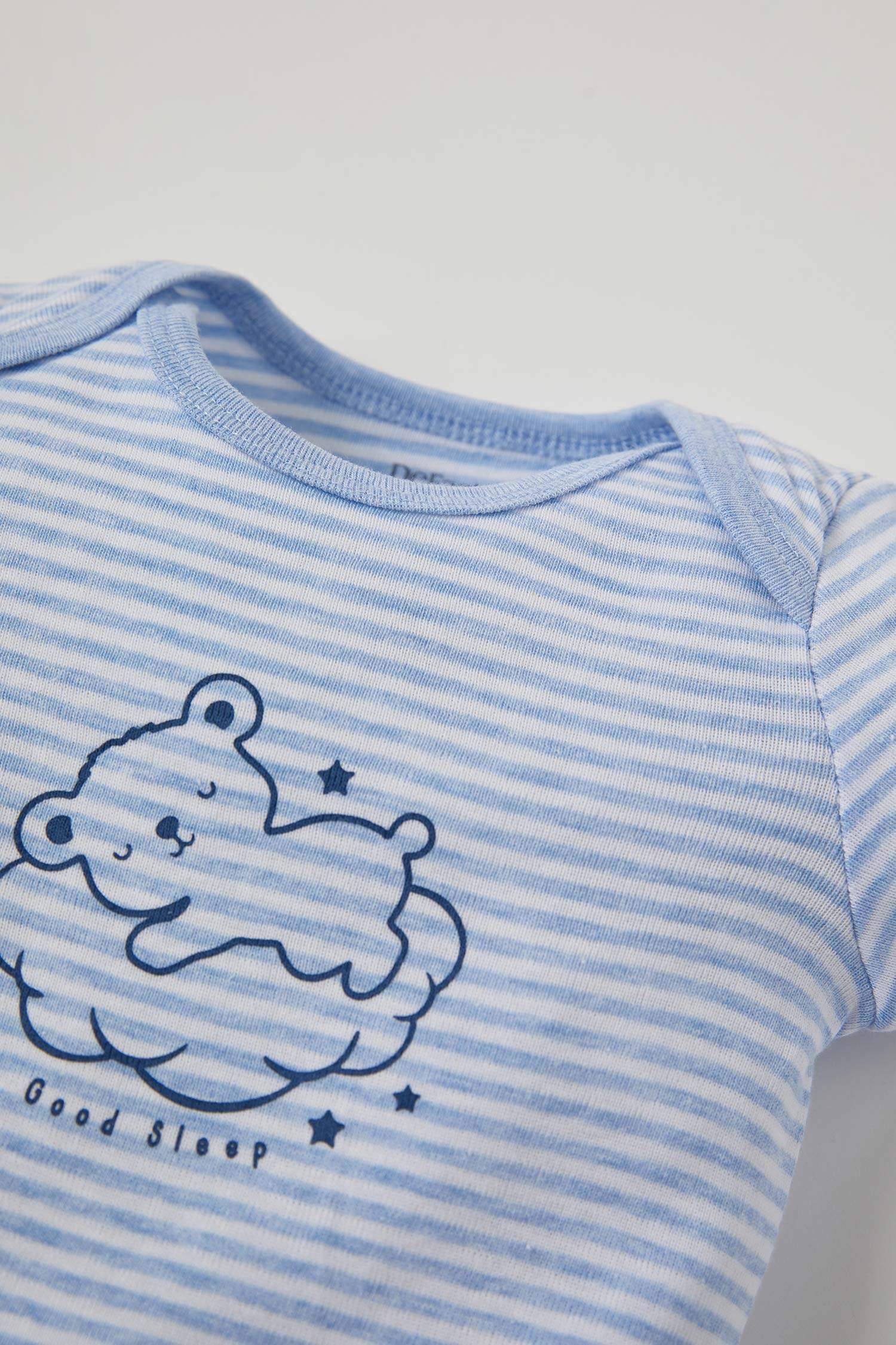 Erkek Bebek Çizgi Desenli Kısa Kol Çıtçıtlı Body