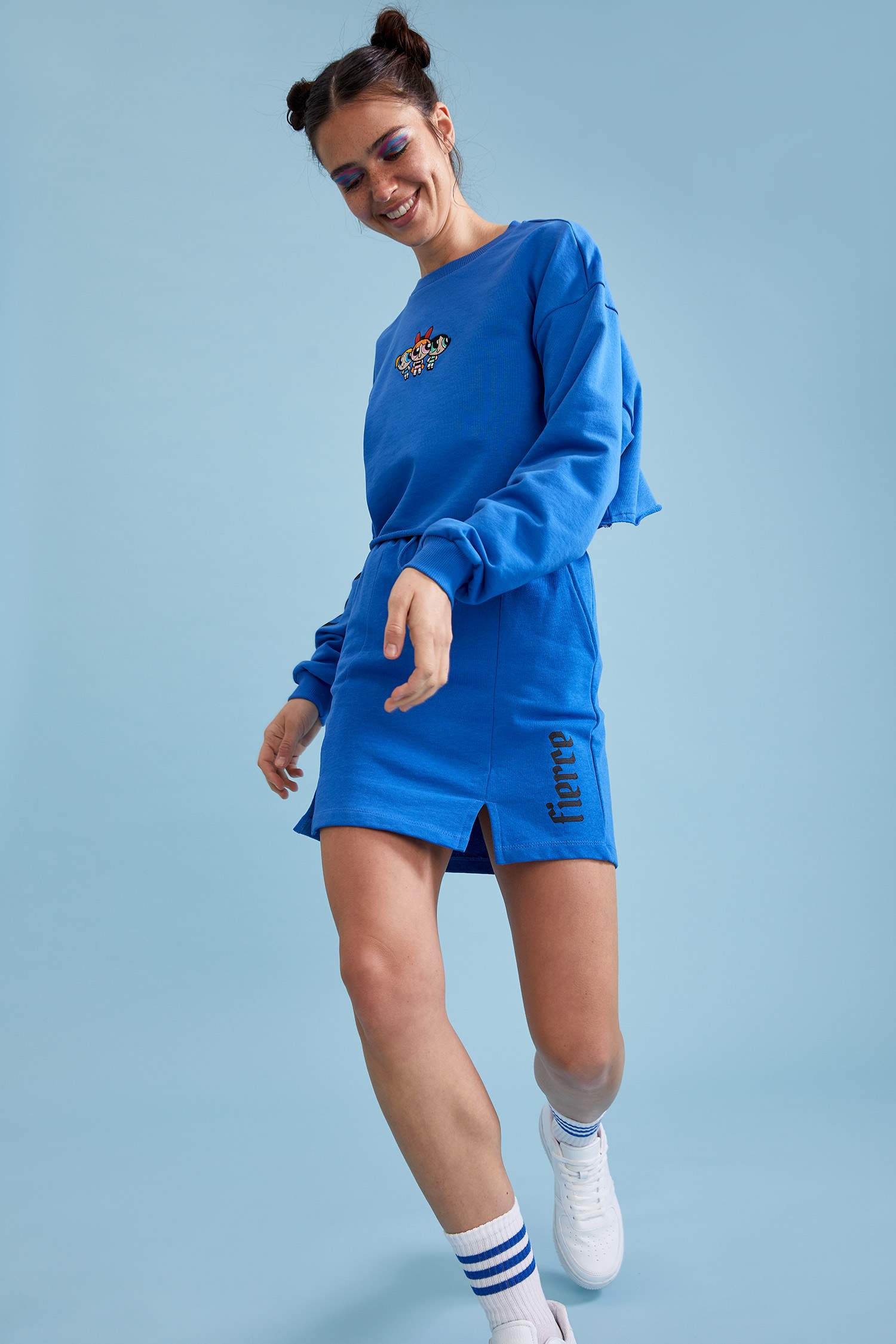 Coool Powerpuff Girls Lisanslı Relax Fit Crop Sweatshirt