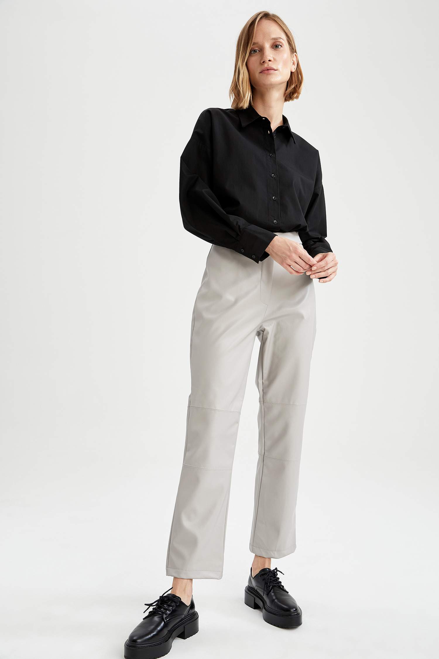Oversize Fit Pamuklu Uzun Kollu Poplin Gömlek