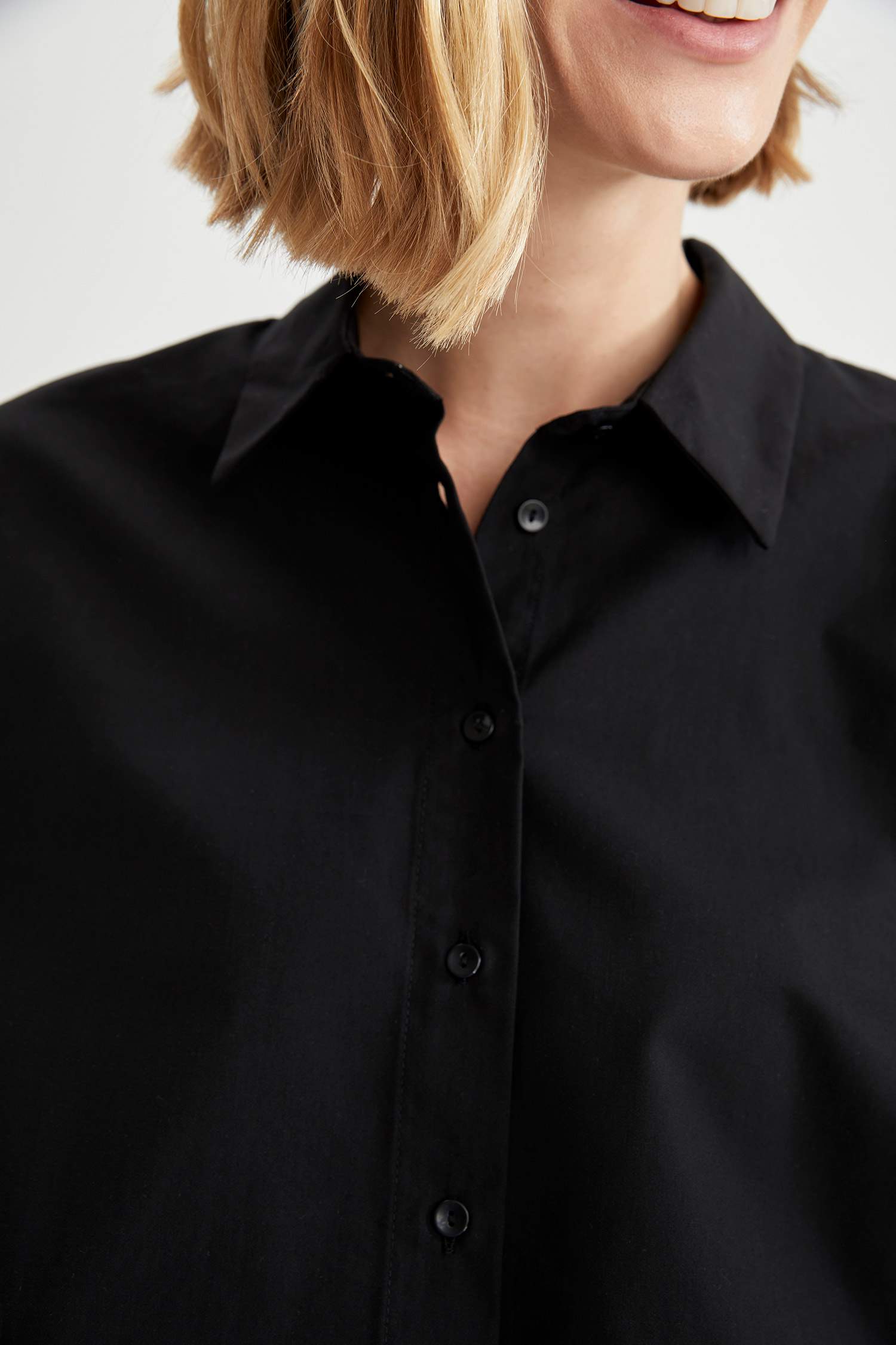 Oversize Fit Pamuklu Uzun Kollu Poplin Gömlek