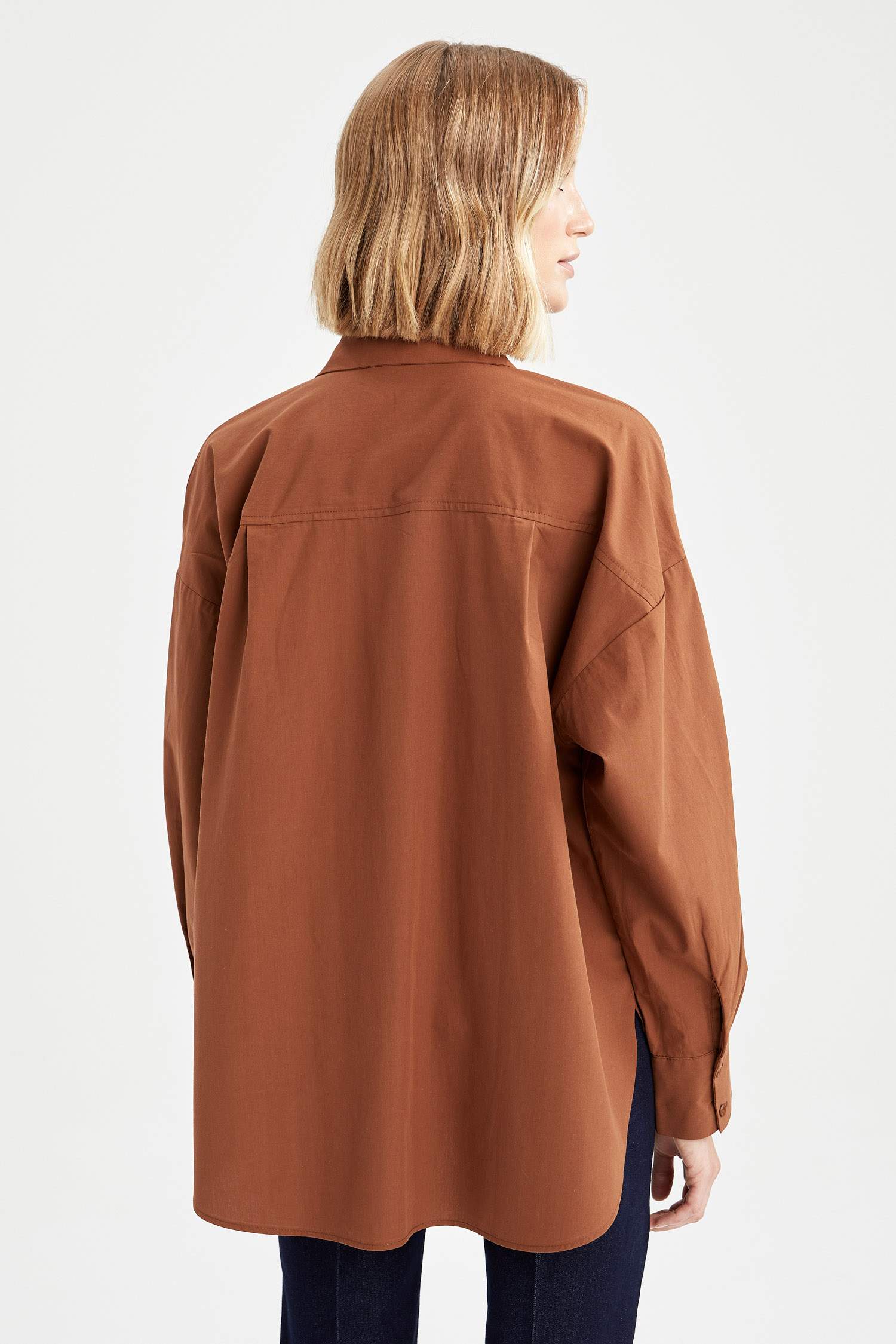 Basic Oversize Fit Pamuklu Poplin Gömlek