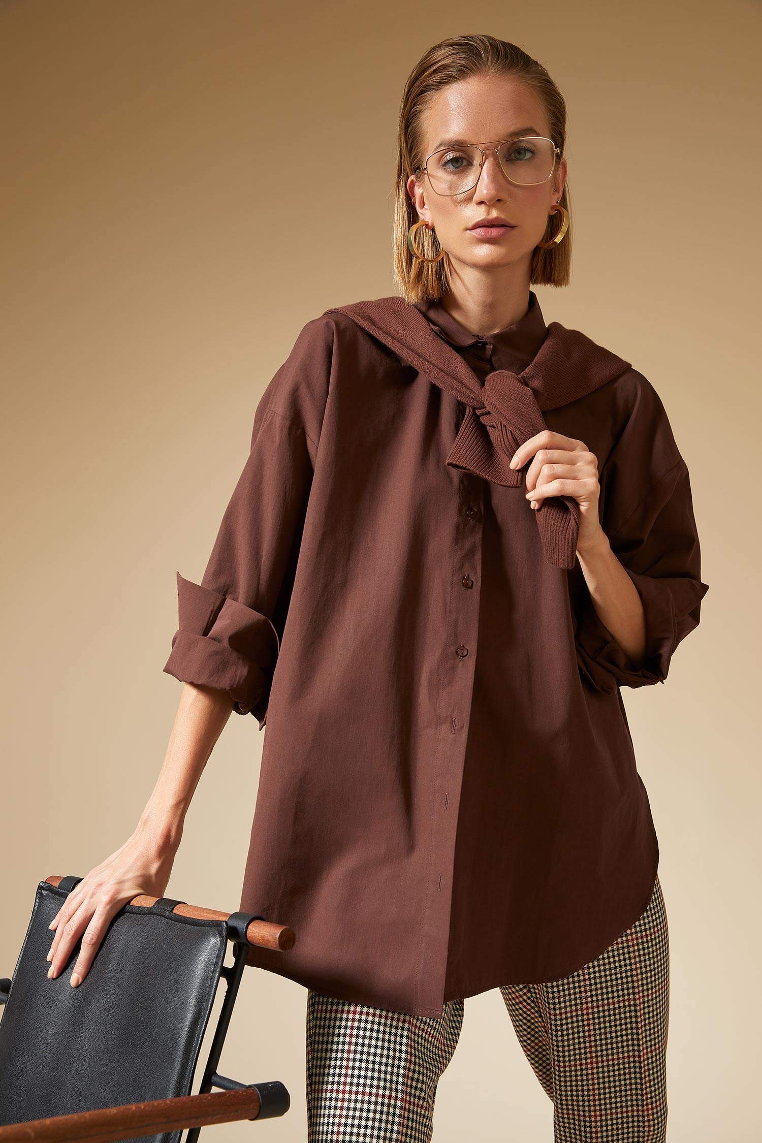 Basic Oversize Fit Pamuklu Poplin Gömlek