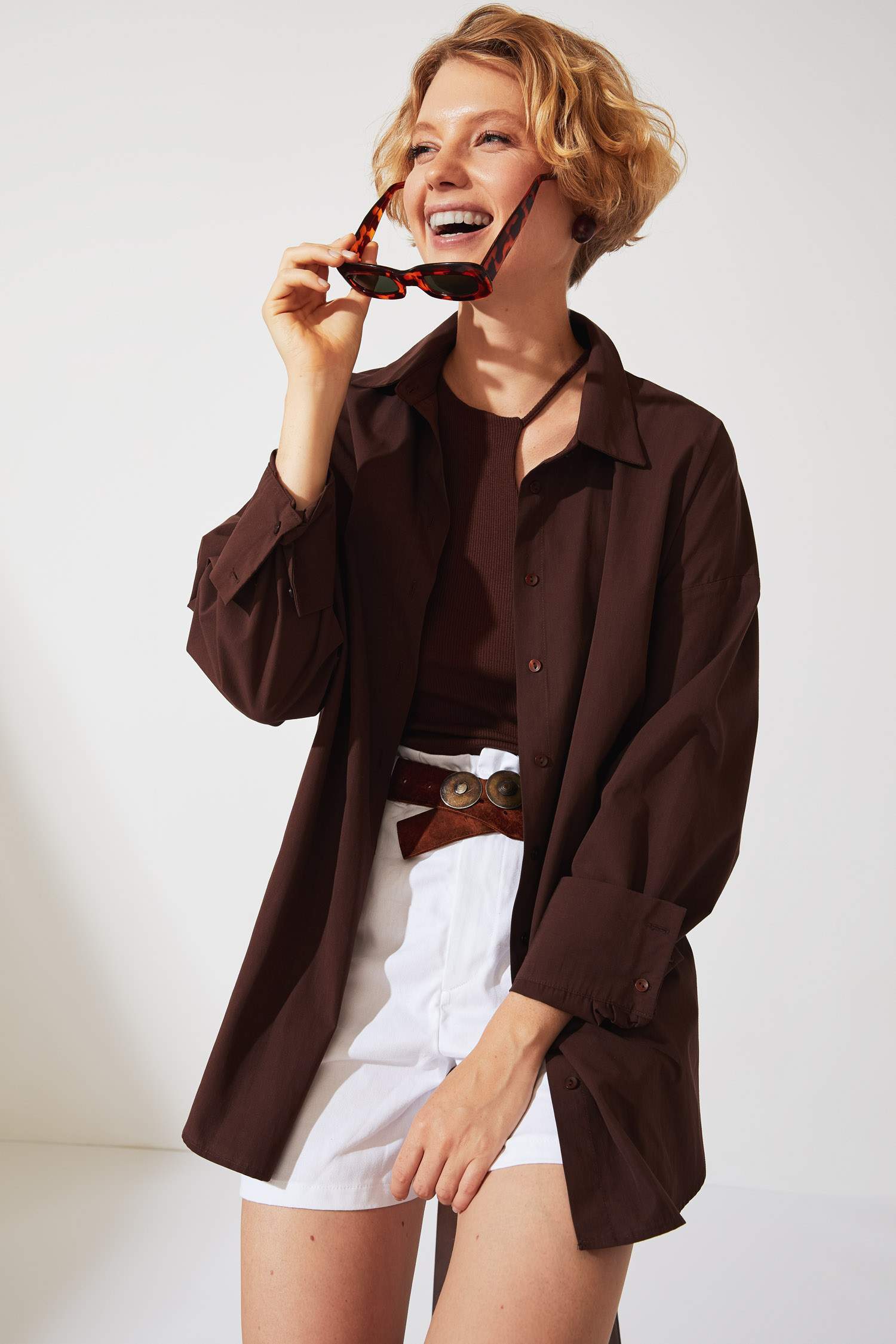 Basic Oversize Fit Pamuklu Poplin Gömlek
