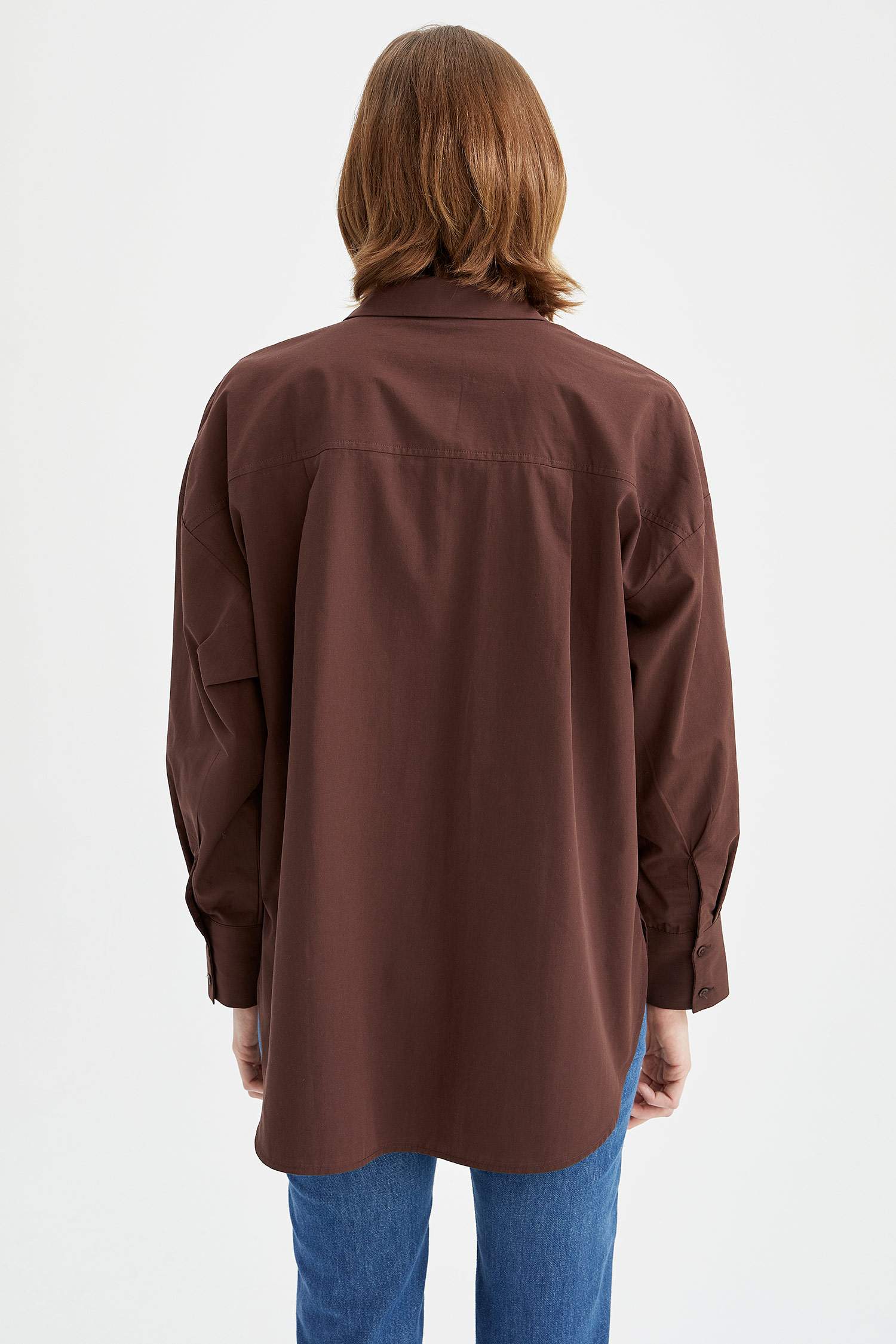 Basic Oversize Fit Pamuklu Poplin Gömlek