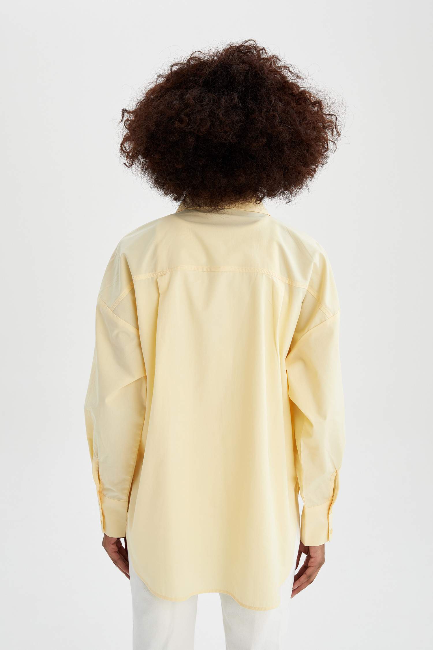 Oversize Fit Pamuklu Uzun Kollu Poplin Gömlek