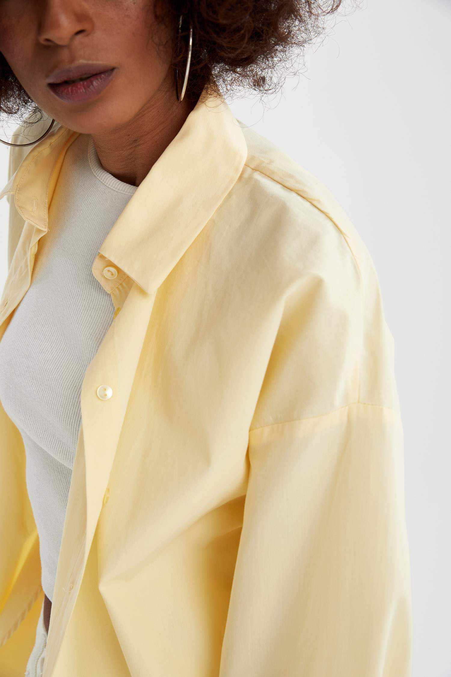 Oversize Fit Pamuklu Uzun Kollu Poplin Gömlek