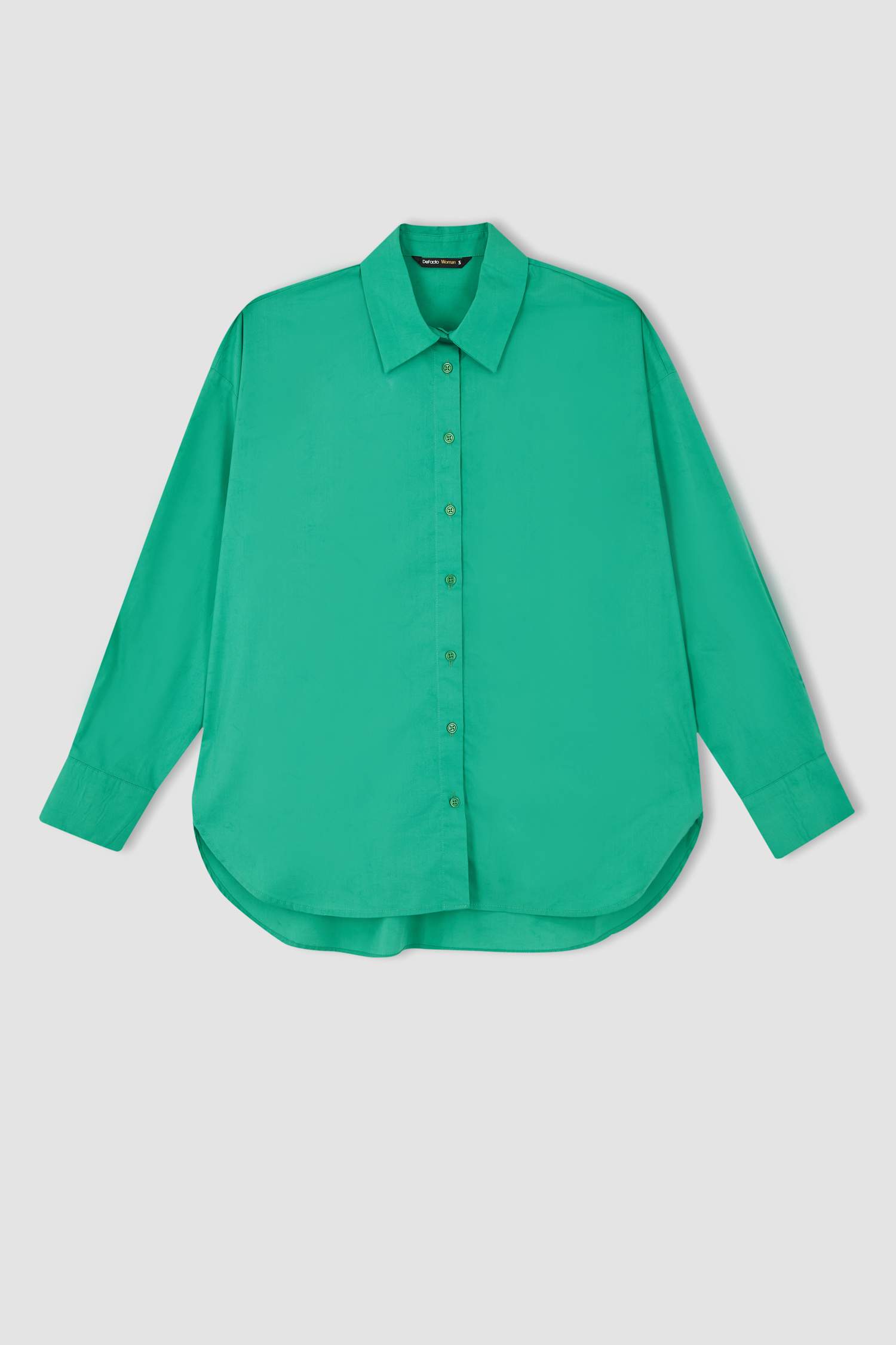 Oversize Fit Pamuklu Uzun Kollu Poplin Gömlek