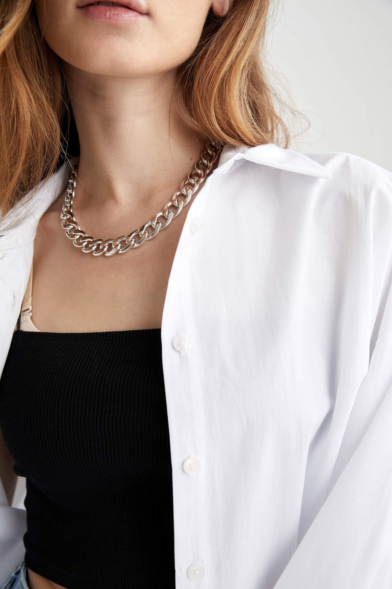 Oversize Fit Pamuklu Uzun Kollu Poplin Gömlek