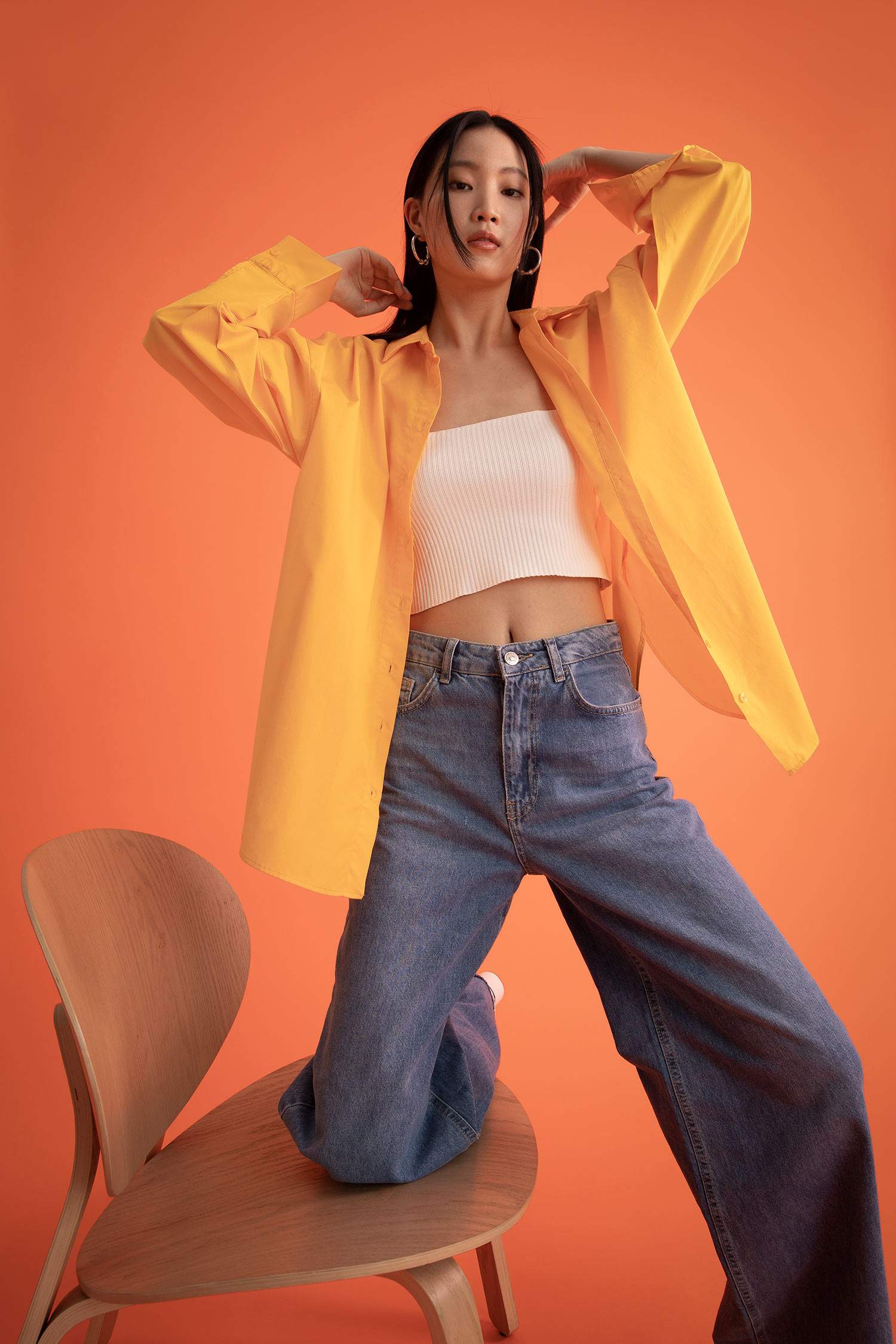 Oversize Fit Pamuklu Uzun Kollu Poplin Gömlek