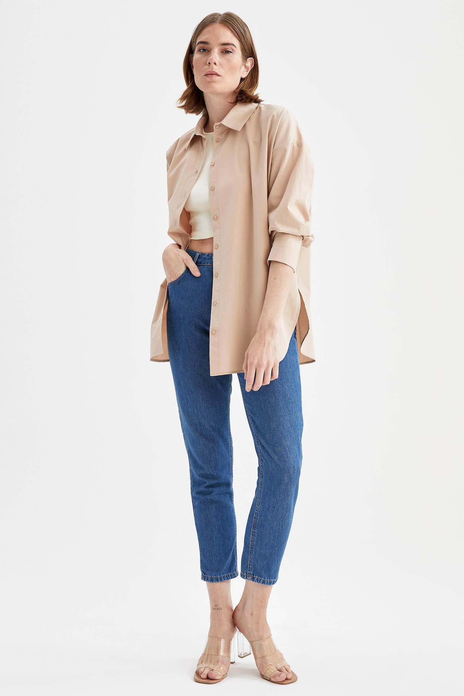 Basic Oversize Fit Pamuklu Poplin Gömlek