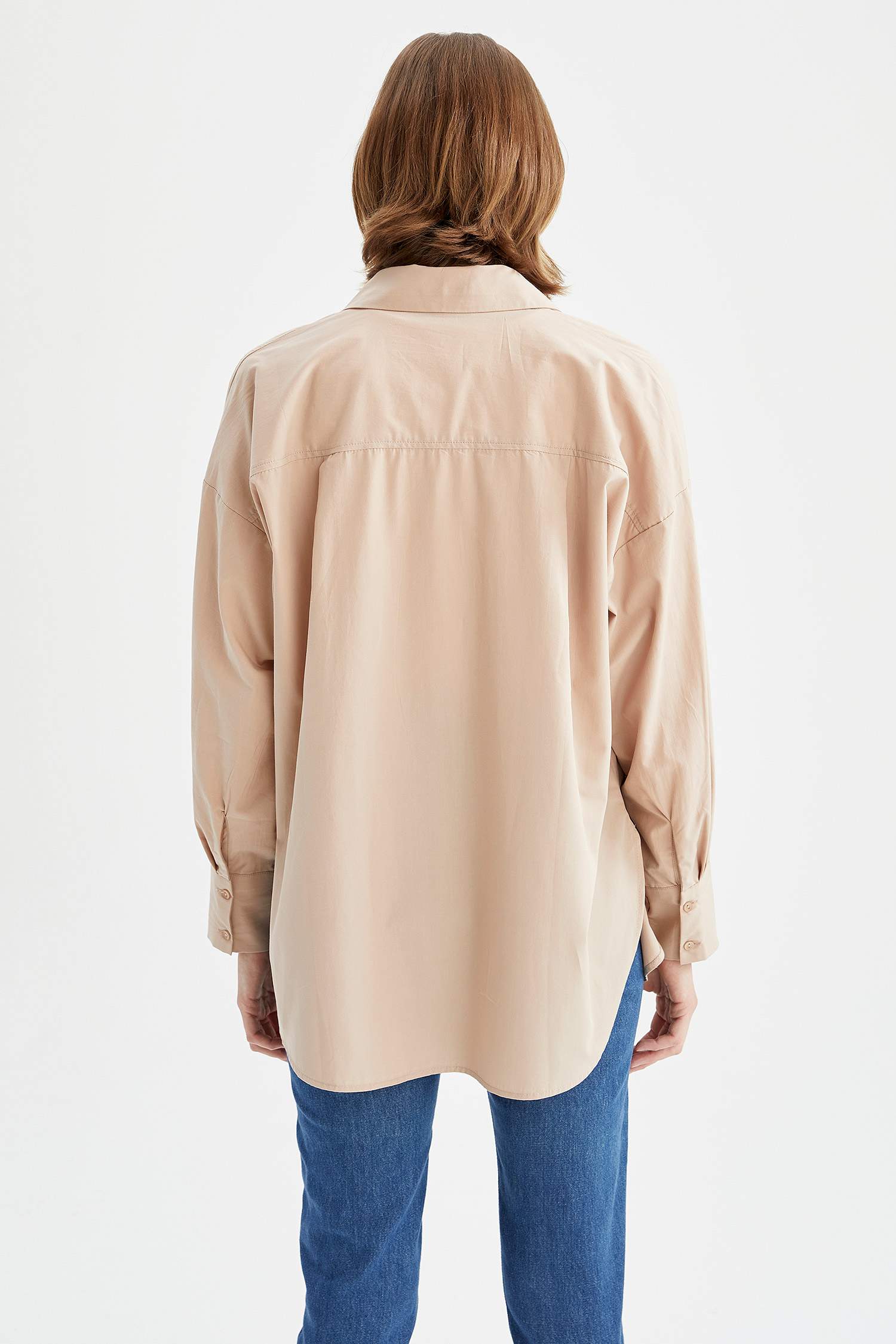 Basic Oversize Fit Pamuklu Poplin Gömlek
