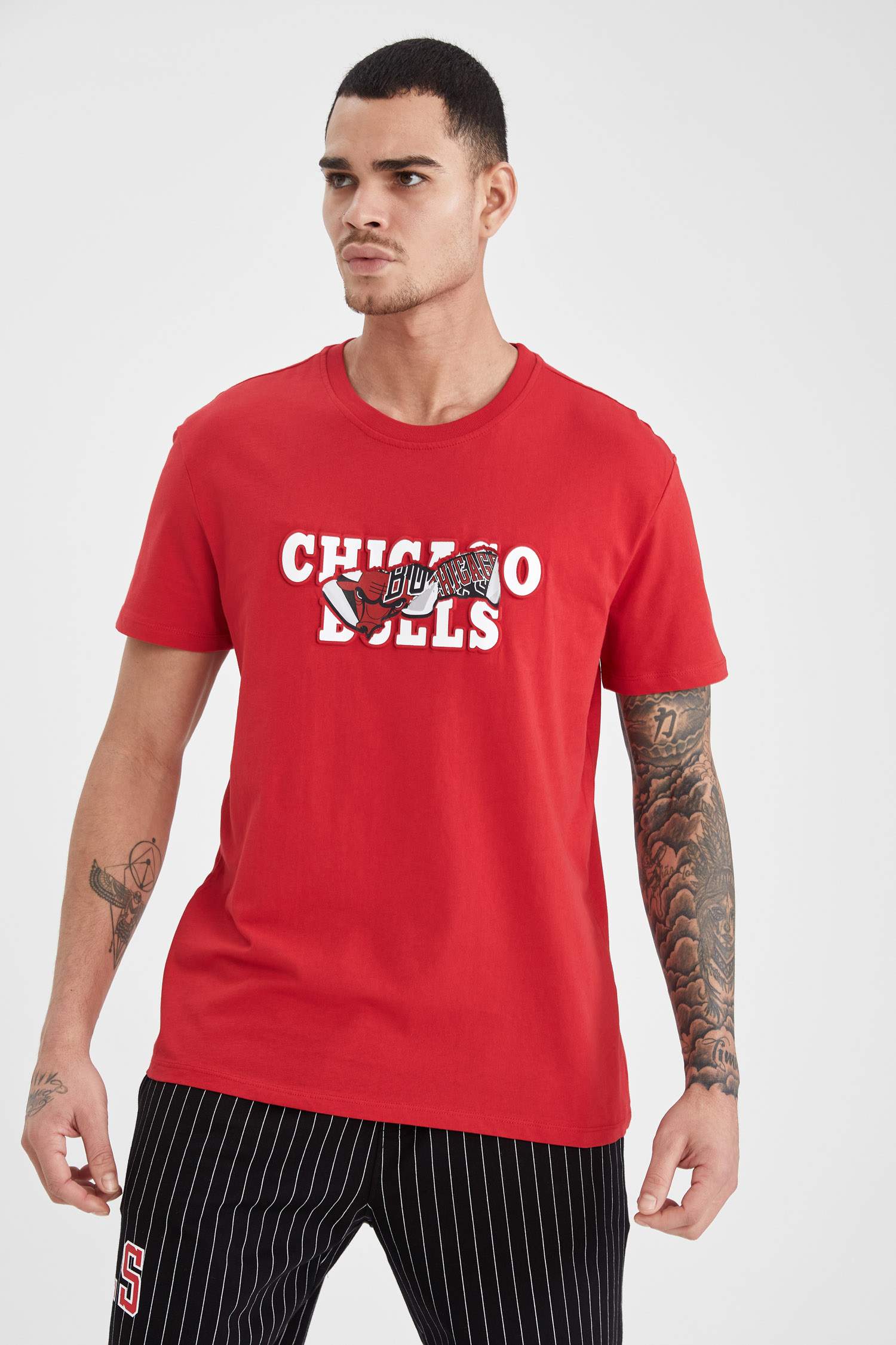 Regular Fit NBA Lisanslı Bisiklet Yaka Pamuklu Penye Tişört