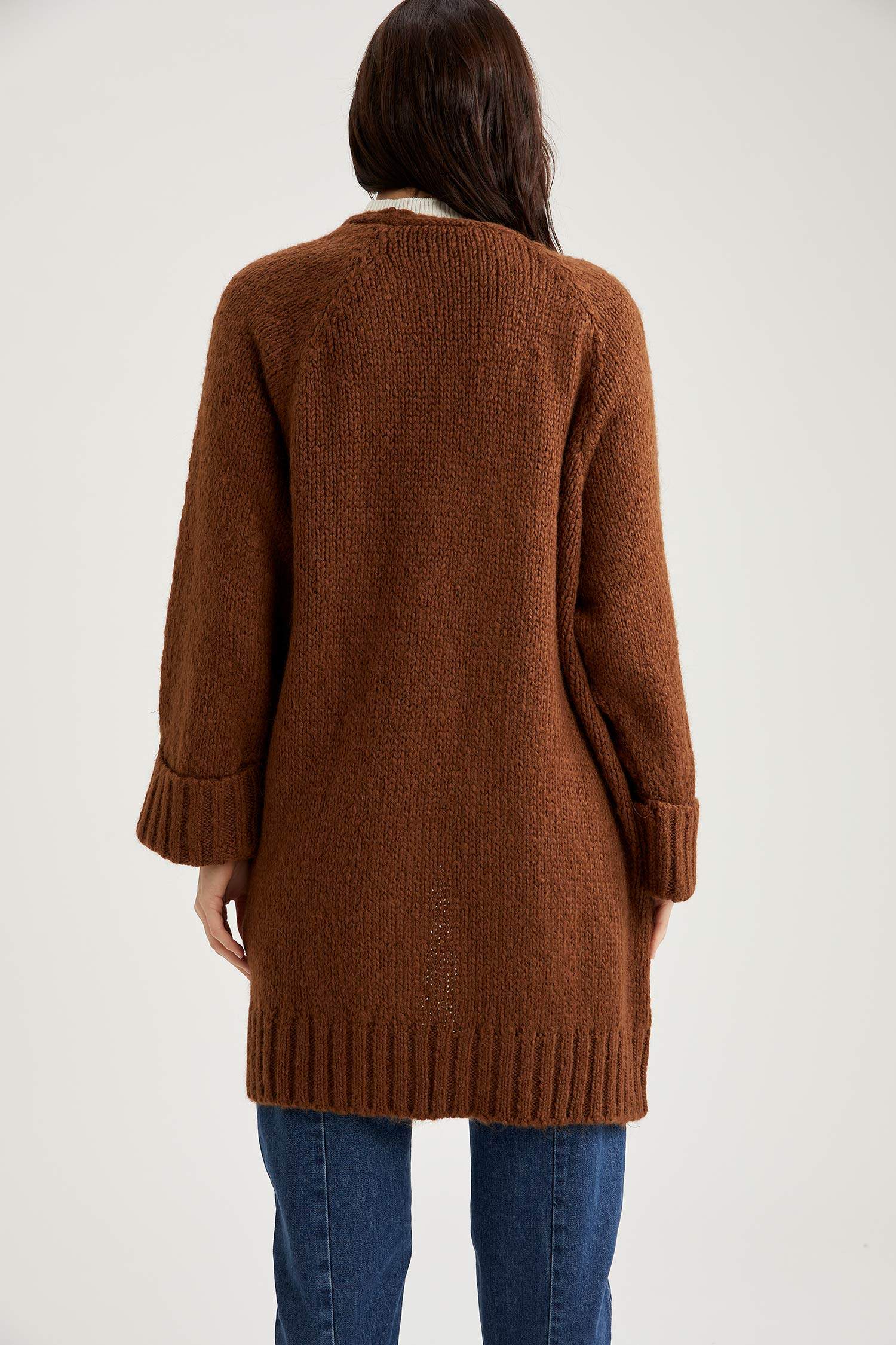 Oversize Düşük Kollu Triko Hırka