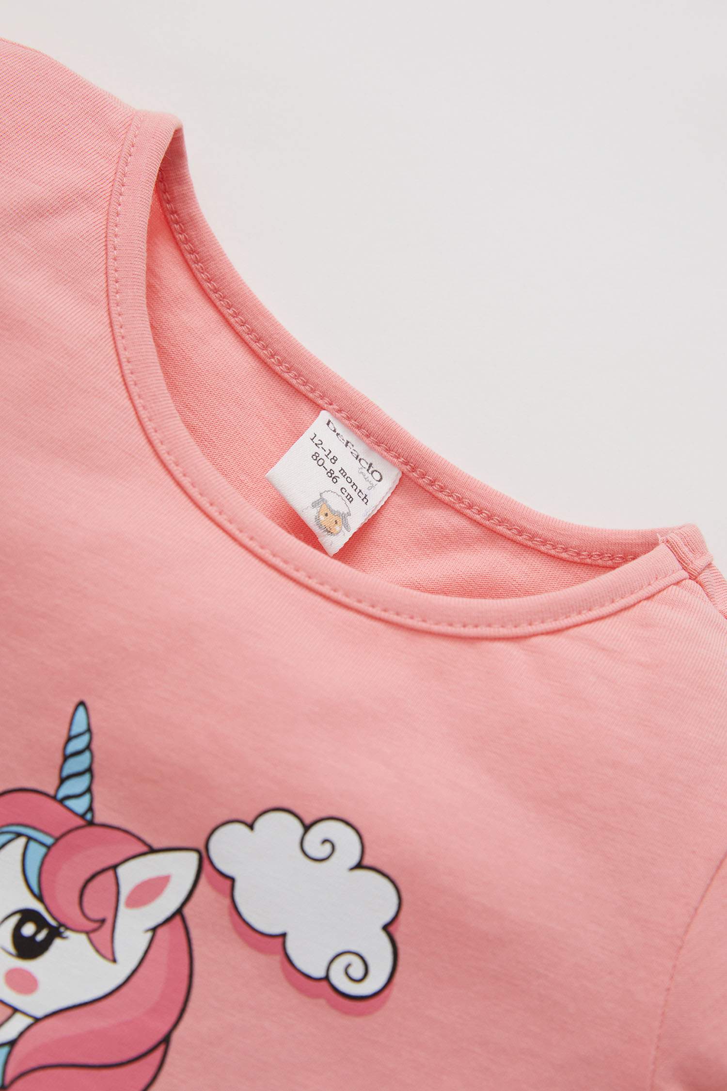 Kız Bebek Unicorn Baskılı Kısa Kollu Pijama Takımı